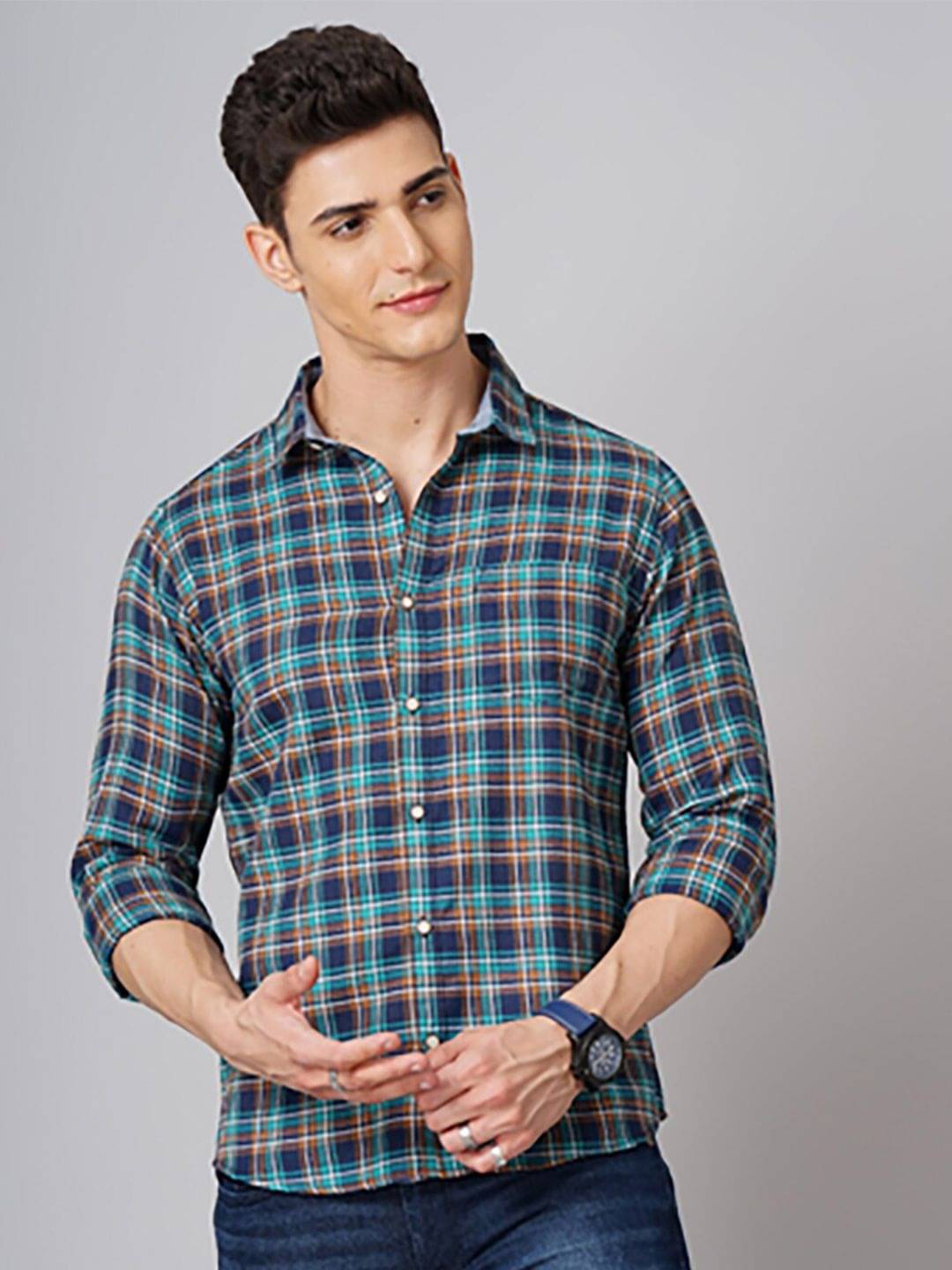 HARDSODA Polyester Regular Fit Checks Full Sleeves Men's Casual Shirt - Navy Blue ( Pack of 1 ) HARDSODA Polyester Regular Fit Checks Full Sleeves Men's Casual Shirt - Navy Blue ( Pack of 1 )