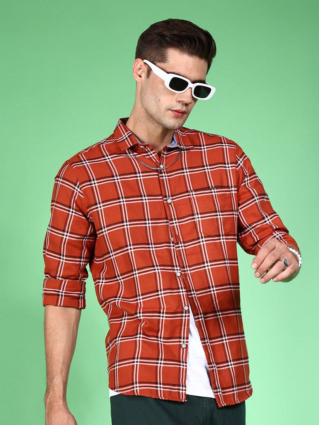 HARDSODA Polyester Regular Fit Checks Full Sleeves Men's Casual Shirt - Brown ( Pack of 1 ) HARDSODA Polyester Regular Fit Checks Full Sleeves Men's Casual Shirt - Brown ( Pack of 1 )