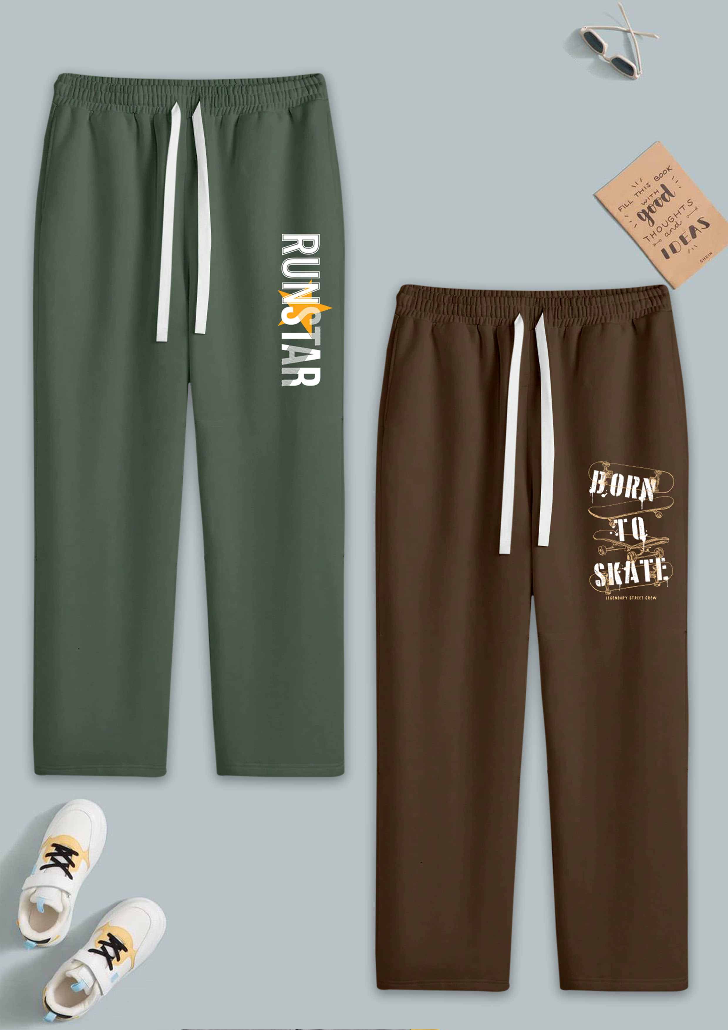 RUNSTARS Pack of 2 Boys Cotton Blend Trackpant ( Multicolor ) - Track Pants | Buy online on ZillyBuy
