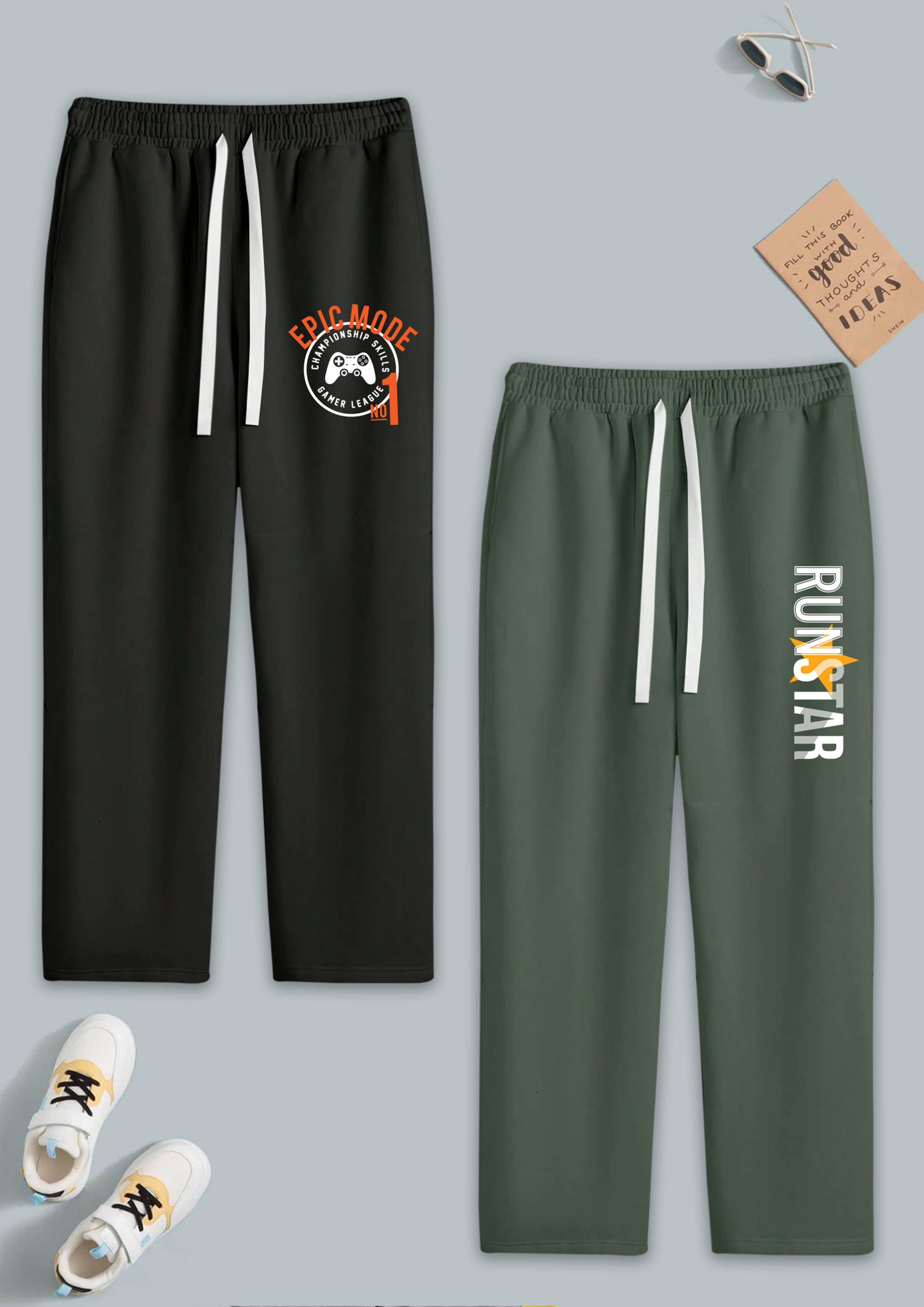 RUNSTARS Pack of 2 Boys Cotton Blend Trackpant ( Multicolor 2 )     			RUNSTARS Pack of 2 Boys Cotton Blend Trackpant ( Multicolor 2 )