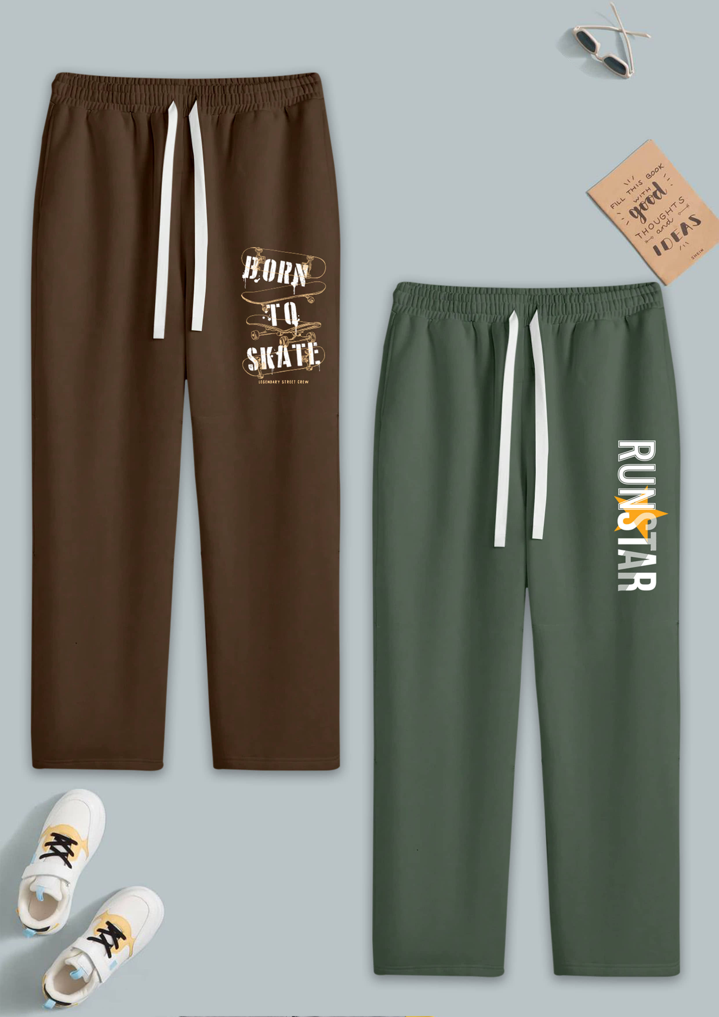 RUNSTARS Pack of 2 Boys Cotton Blend Trackpant ( Multicolor 7 ) - Track Pants | Buy online on ZillyBuy