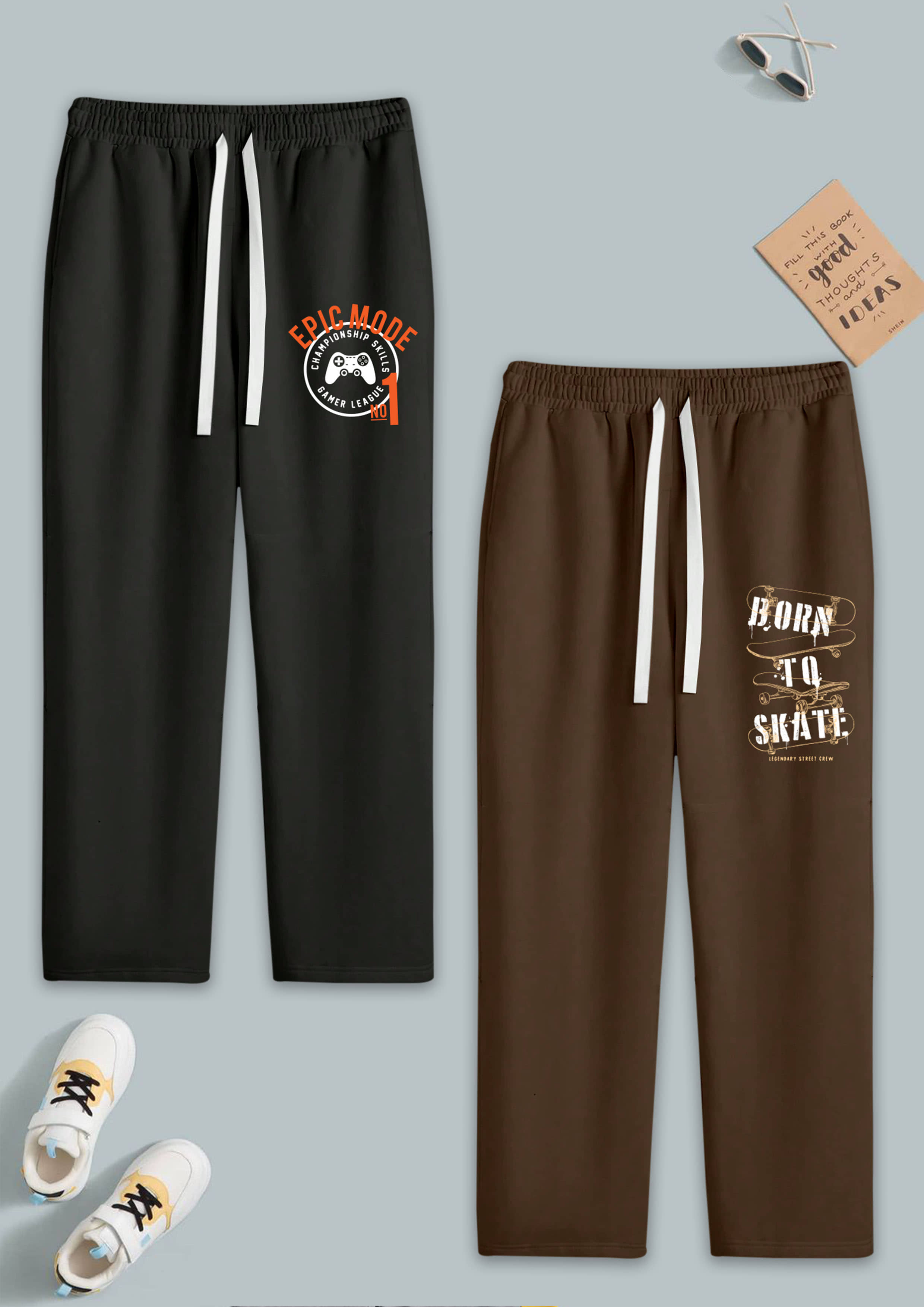 RUNSTARS Pack of 2 Boys Cotton Blend Trackpant ( Multicolor ) - Track Pants | Buy online on ZillyBuy