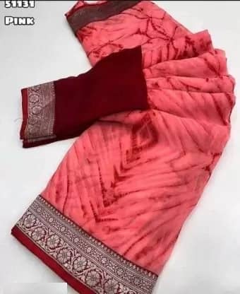 Saadhvi Georgette Printed Saree With Unstitched Blouse Piece ( Green ) - Sarees | Buy online on ZillyBuy