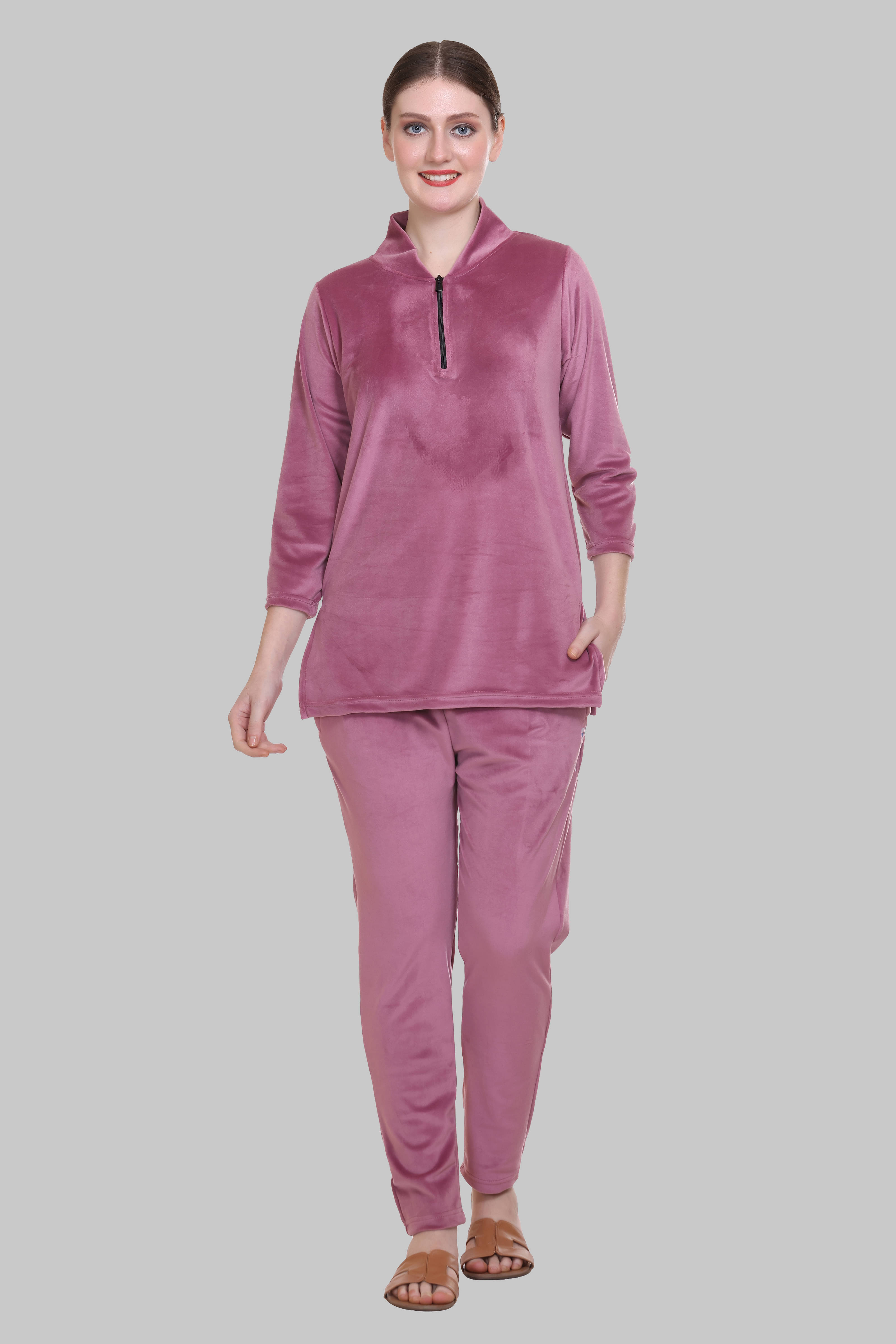 URBE-URBAN EVOLUTION Pink Velvet Women's Nightwear Nightsuit Sets ( Pack of 1 ) URBE-URBAN EVOLUTION Pink Velvet Women's Nightwear Nightsuit Sets ( Pack of 1 )