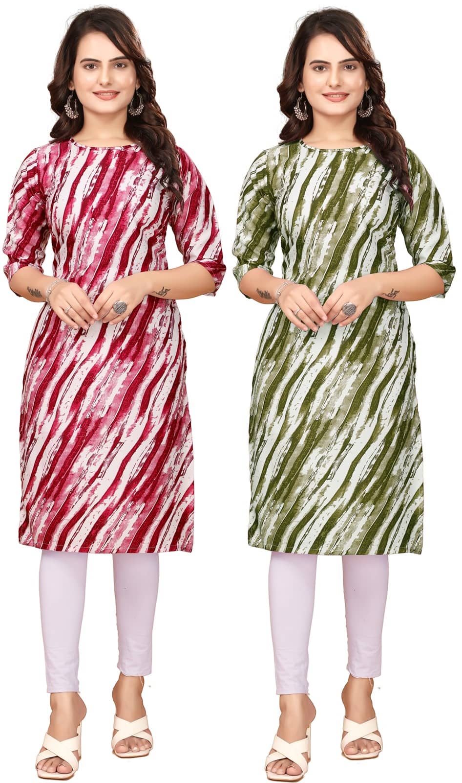 VACHHARAJ DESIGN Pack of 2 Crepe Printed Straight Women's Kurti - ( Red,Green ) - Kurtis, Tunics | Buy online on ZillyBuy
