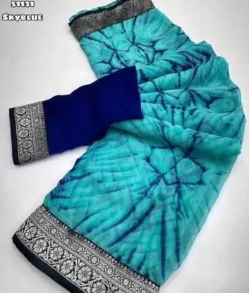 Vkaran Georgette Dyed Saree With Unstitched Blouse Piece ( Blue ) Vkaran Georgette Dyed Saree With Unstitched Blouse Piece ( Blue )