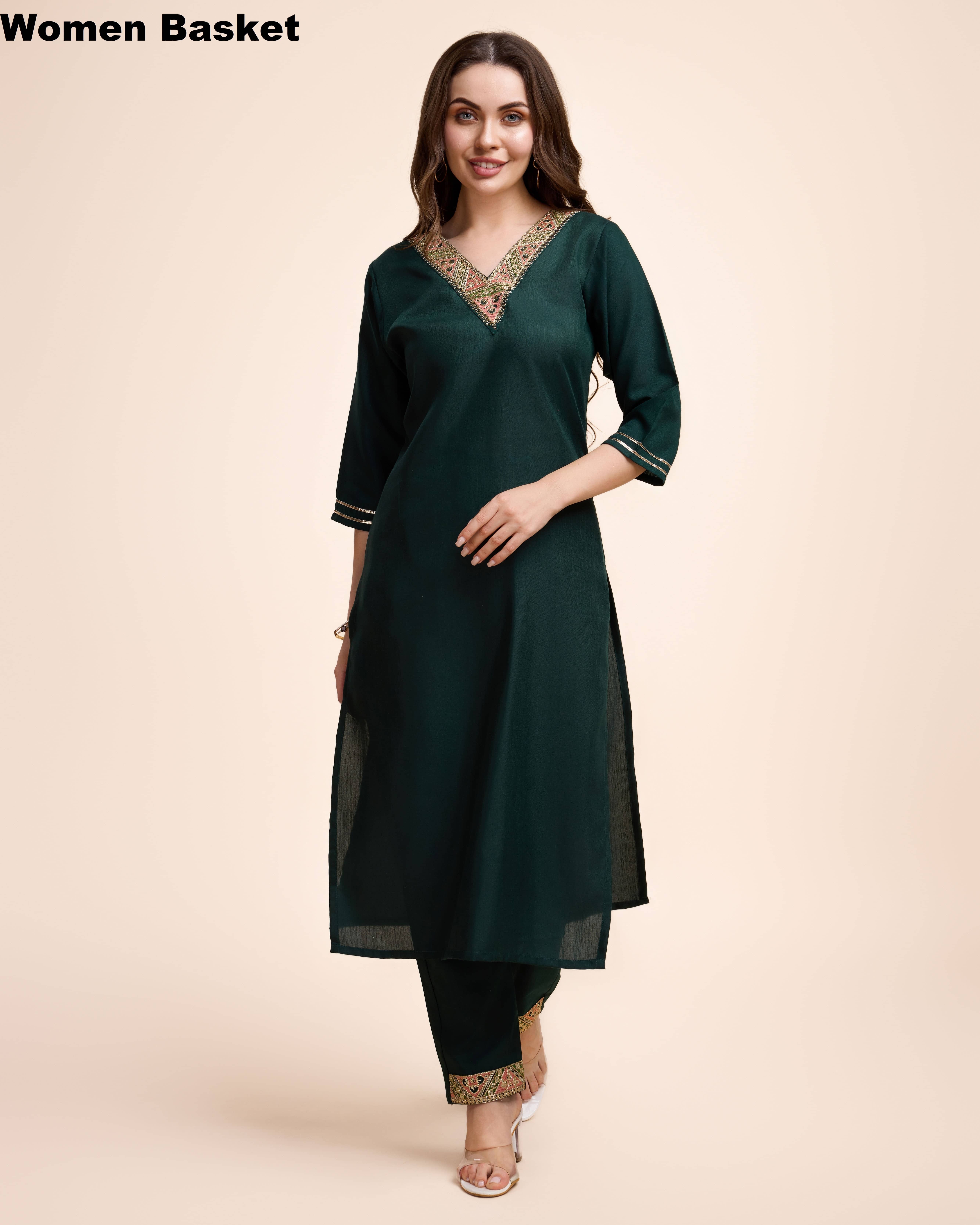 Women Basket Cotton Blend Printed Kurti With Pants Women's Stitched Salwar Suit - Maroon ( Pack of 1 )