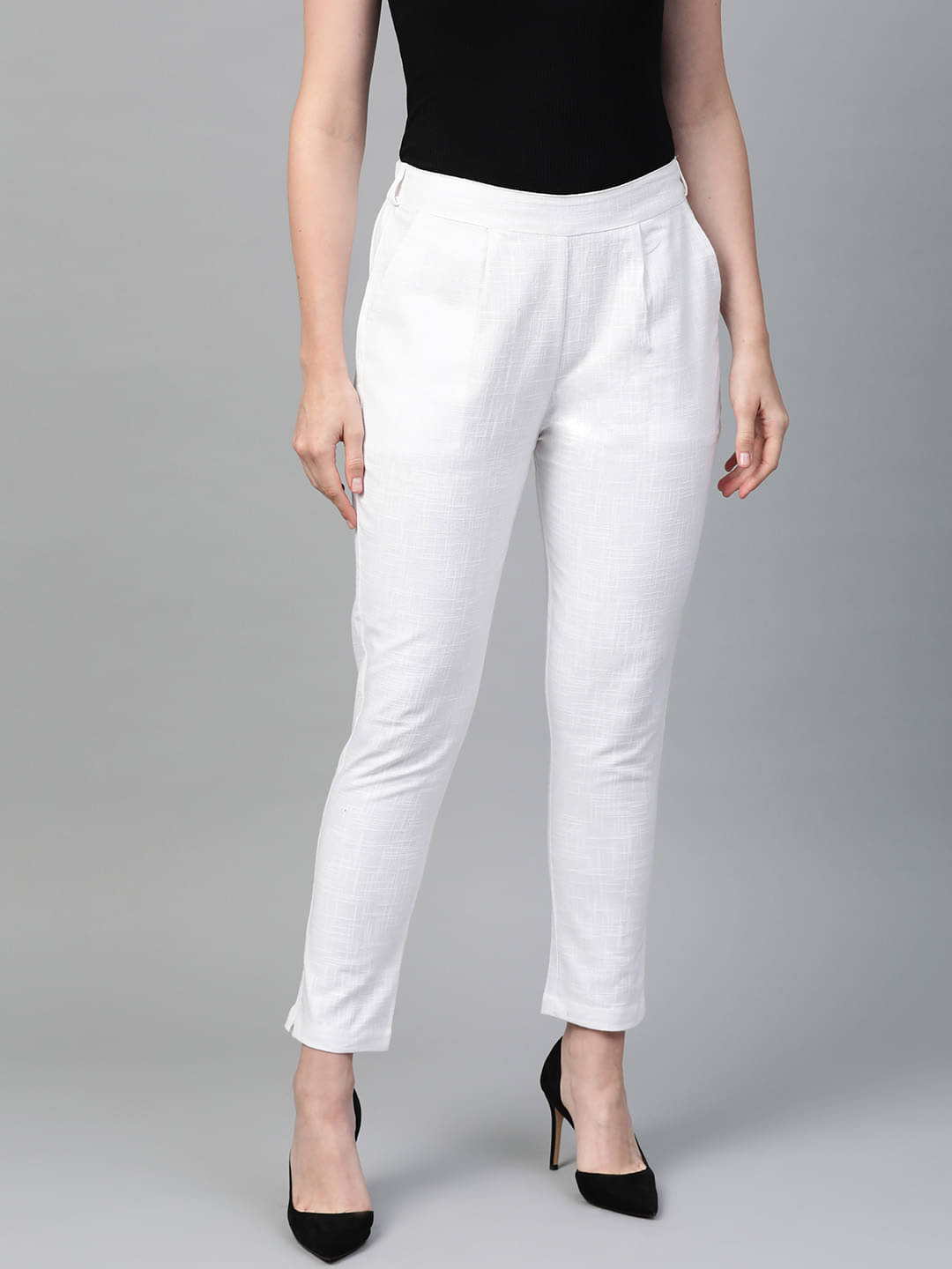     			Yash Gallery Pack of 1 Cotton Regular Women's Casual Pants ( White )