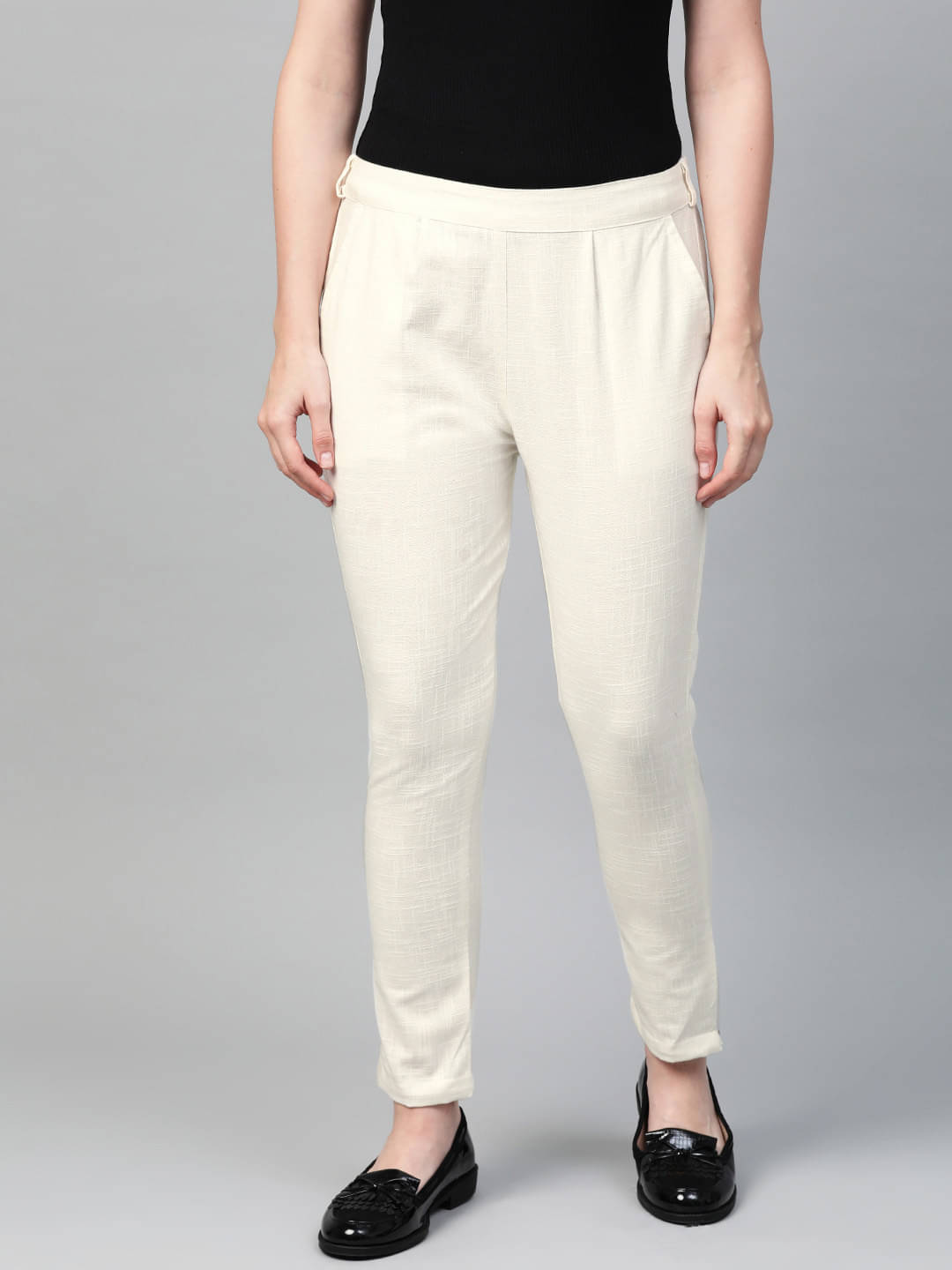     			Yash Gallery Pack of 1 Cotton Regular Women's Casual Pants ( Off White )