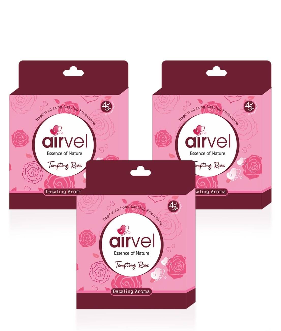     			Airvel Bathroom Air Freshener Blocks Rose Fragrance for Home & Office Use 75g ( Pack of 3 )