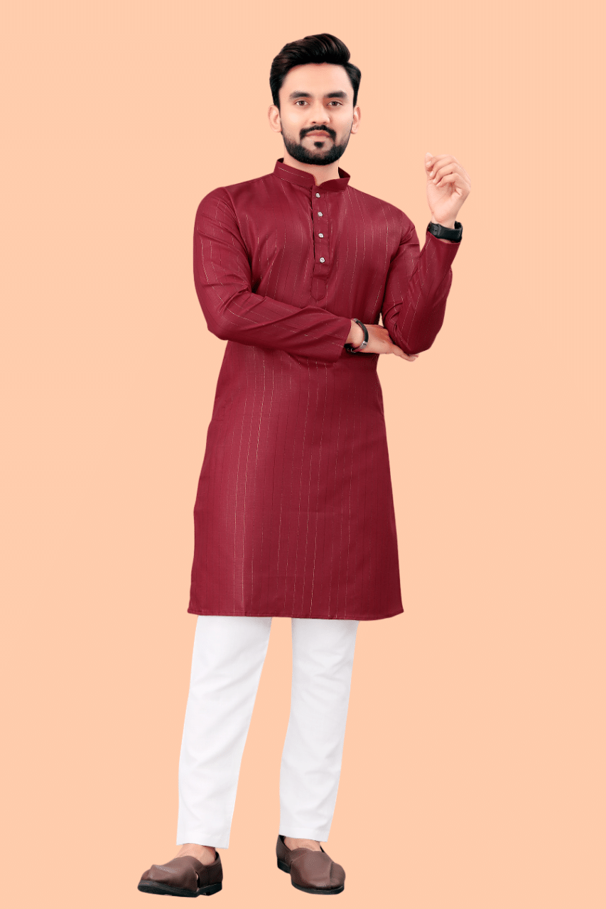     			Balaji's Maroon Cotton Blend Relaxed Fit Men's Kurta Pyjama Set ( Pack of 1 )