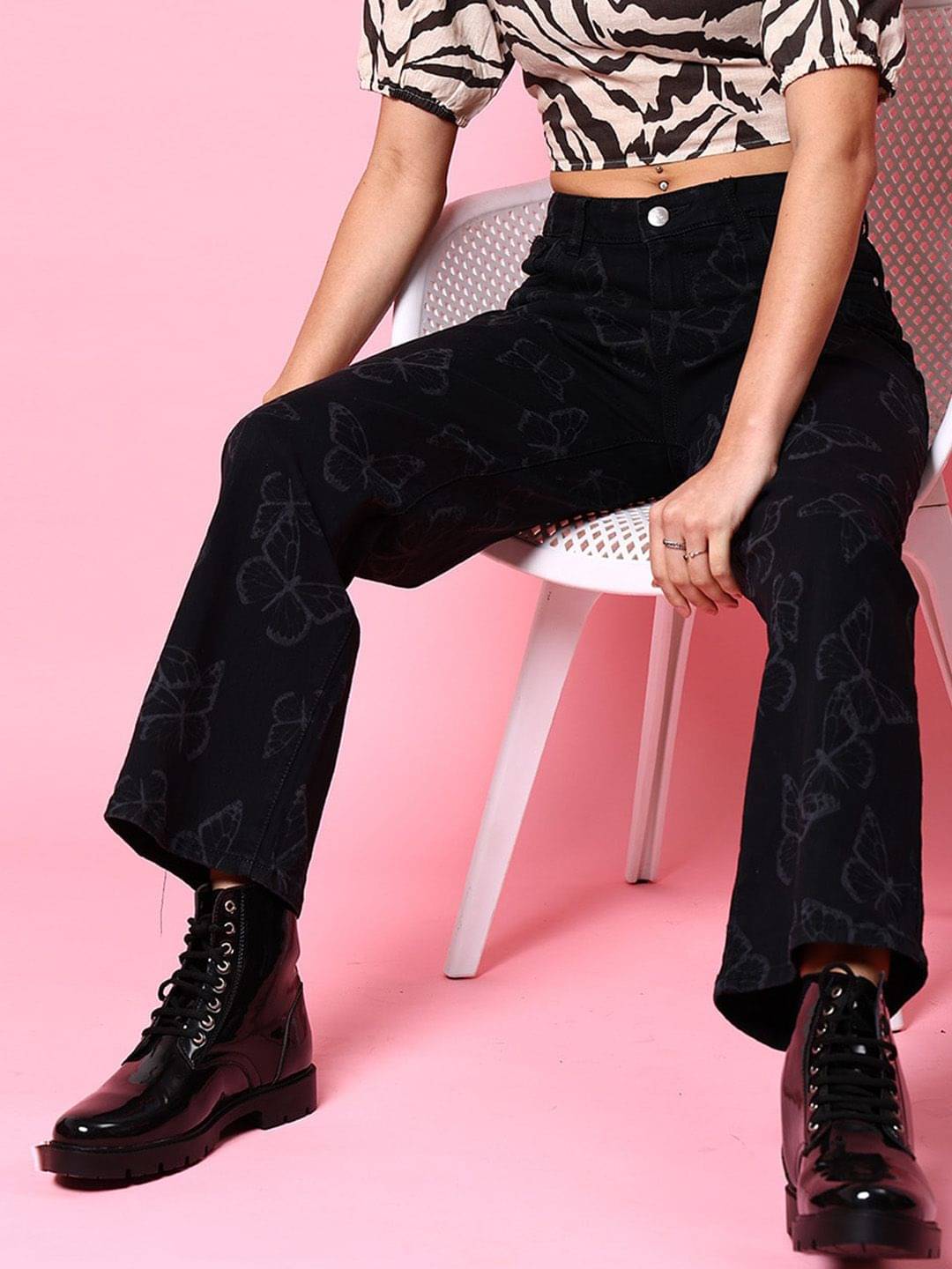     			Freehand - Black Cotton Blend Wide Leg Women's Jeans ( Pack of 1 )