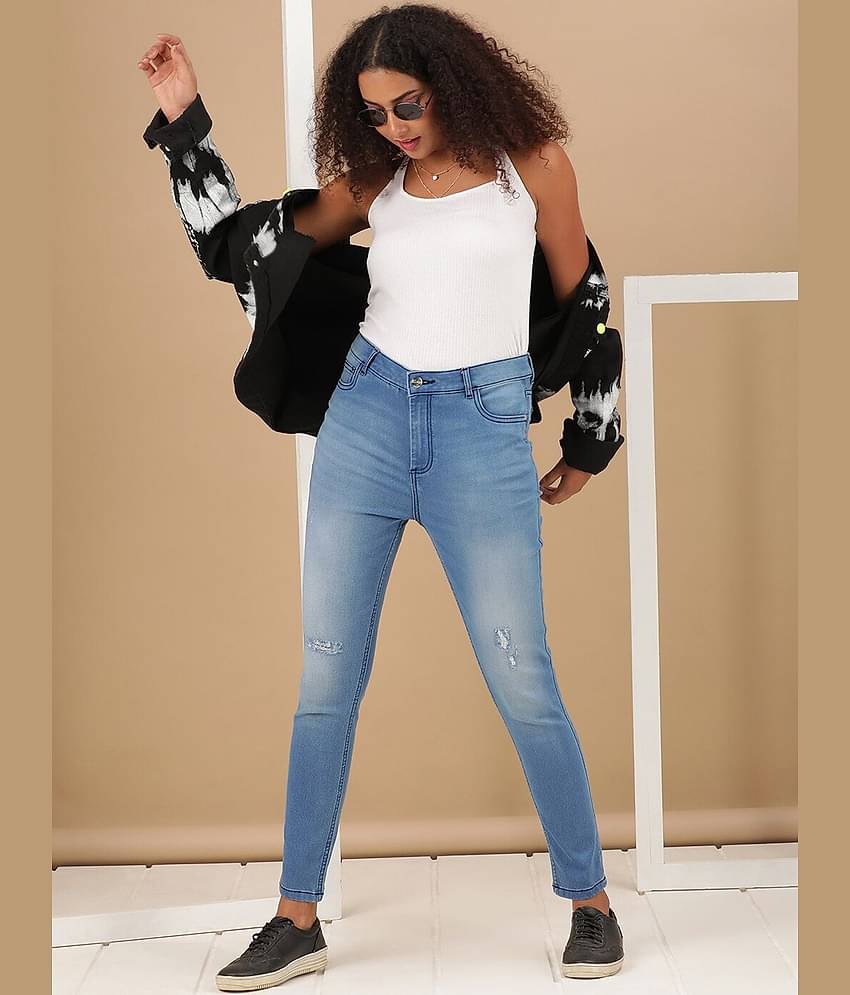 Freehand - DeepBlue Cotton Blend Skinny Fit Women's Jeans ( Pack of 1 )