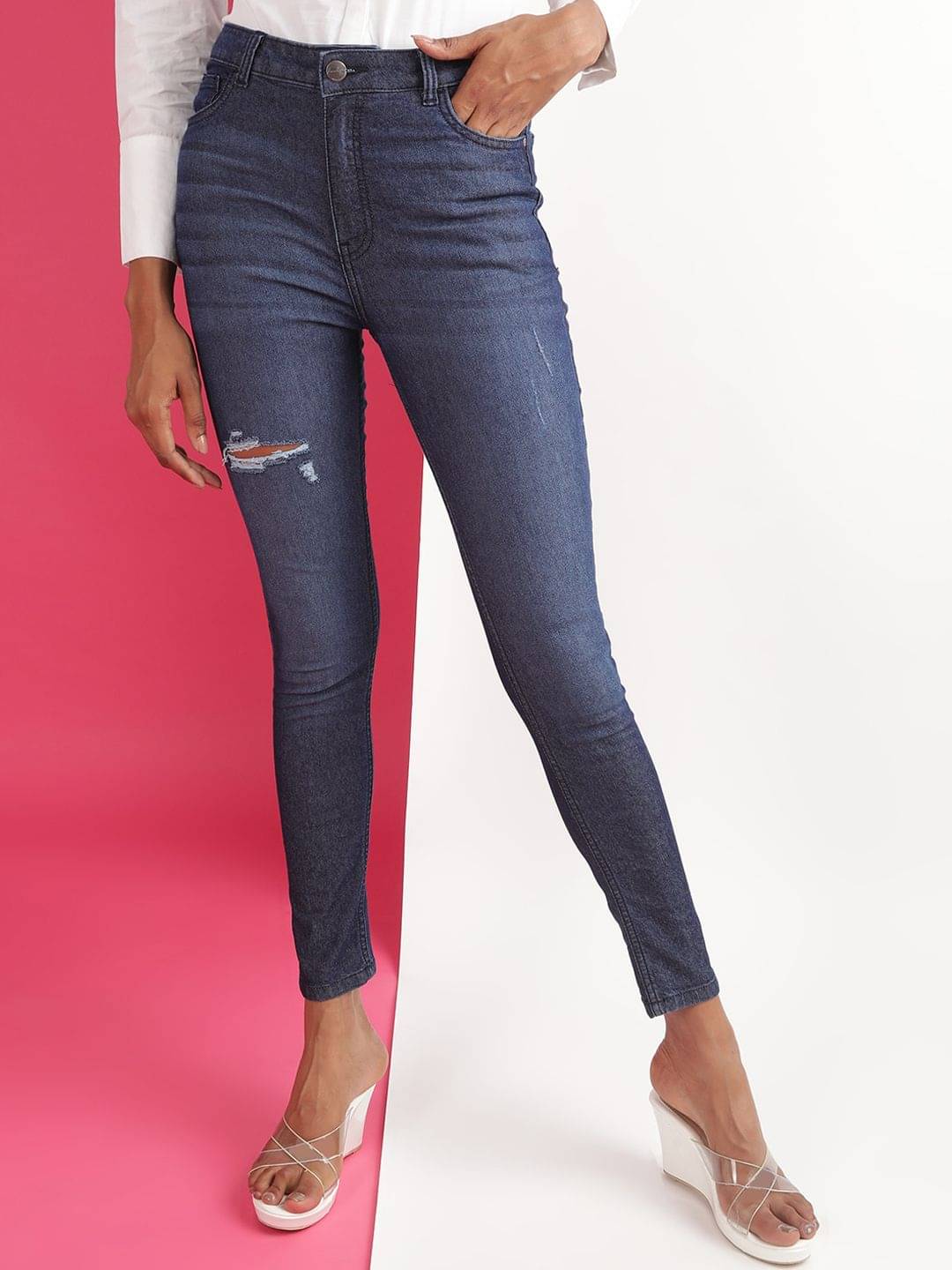     			Freehand - Blue Cotton Blend Slim Fit Women's Jeans ( Pack of 1 )