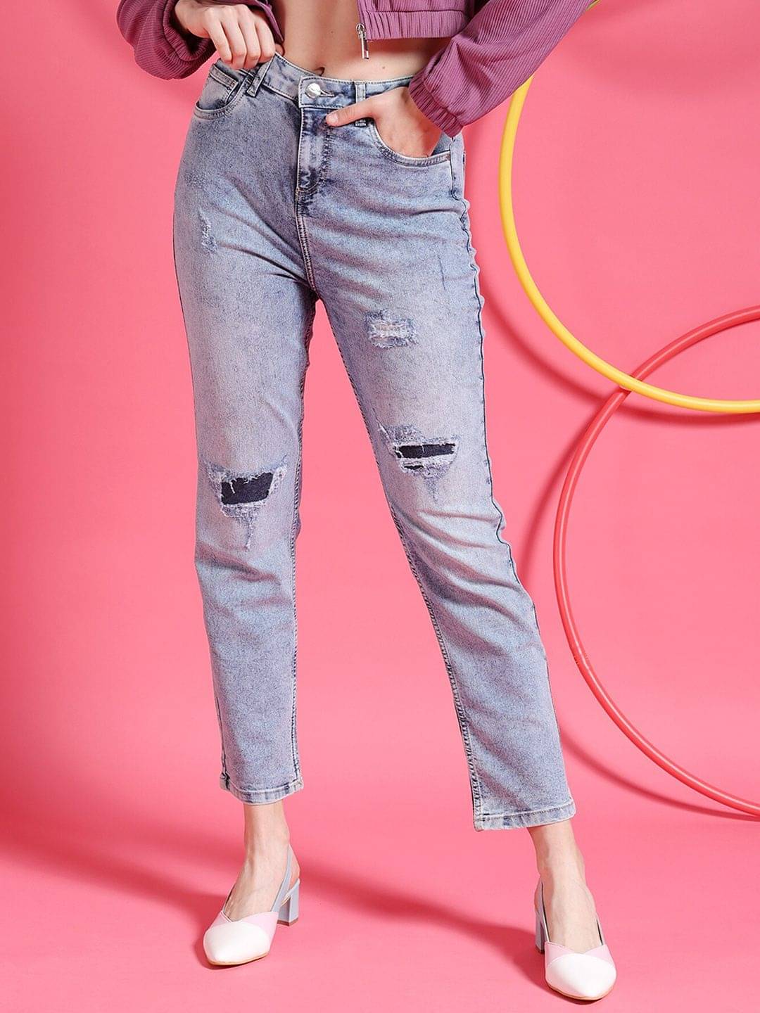     			Freehand - Blue Cotton Blend Straight Fit Women's Jeans ( Pack of 1 )