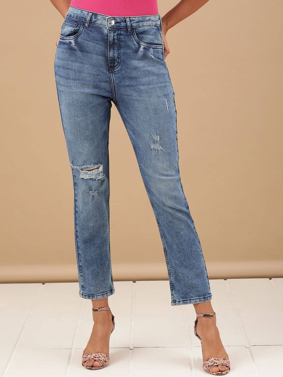     			Freehand - Blue Cotton Blend Straight Fit Women's Jeans ( Pack of 1 )