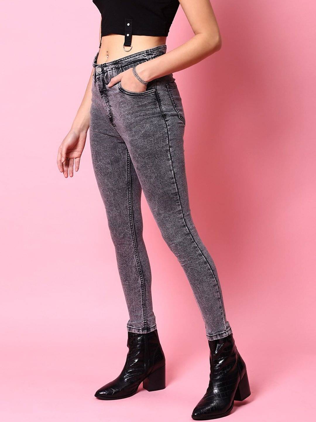     			Freehand - Grey Cotton Blend Slim Fit Women's Jeans ( Pack of 1 )