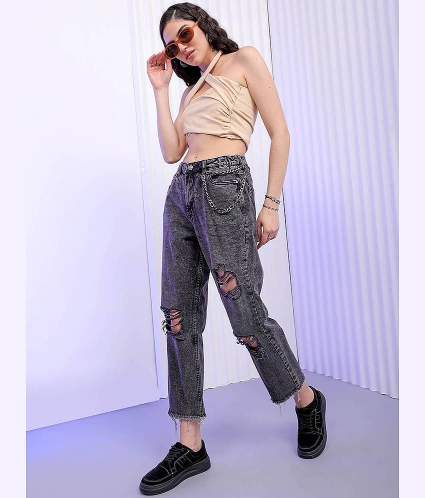 Freehand - Grey Cotton Straight Fit Women's Jeans ( Pack of 1 )