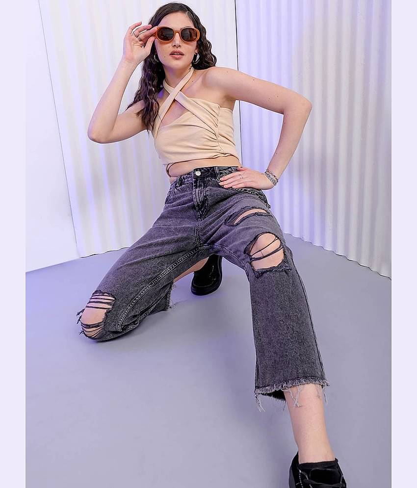 Freehand - Grey Cotton Straight Fit Women's Jeans ( Pack of 1 )