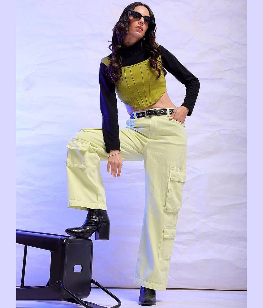 Freehand - Yellow Cotton Baggy Fit Women's Jeans ( Pack of 1 )