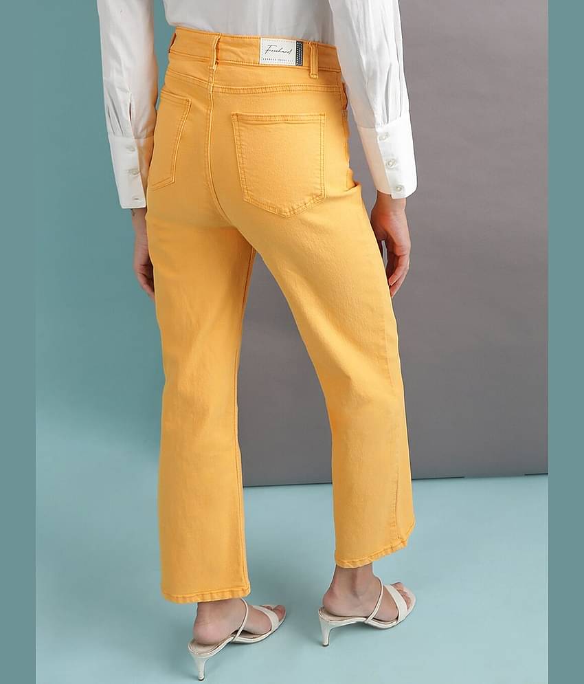 Freehand - Yellow Cotton Blend Wide Leg Women's Jeans ( Pack of 1 )