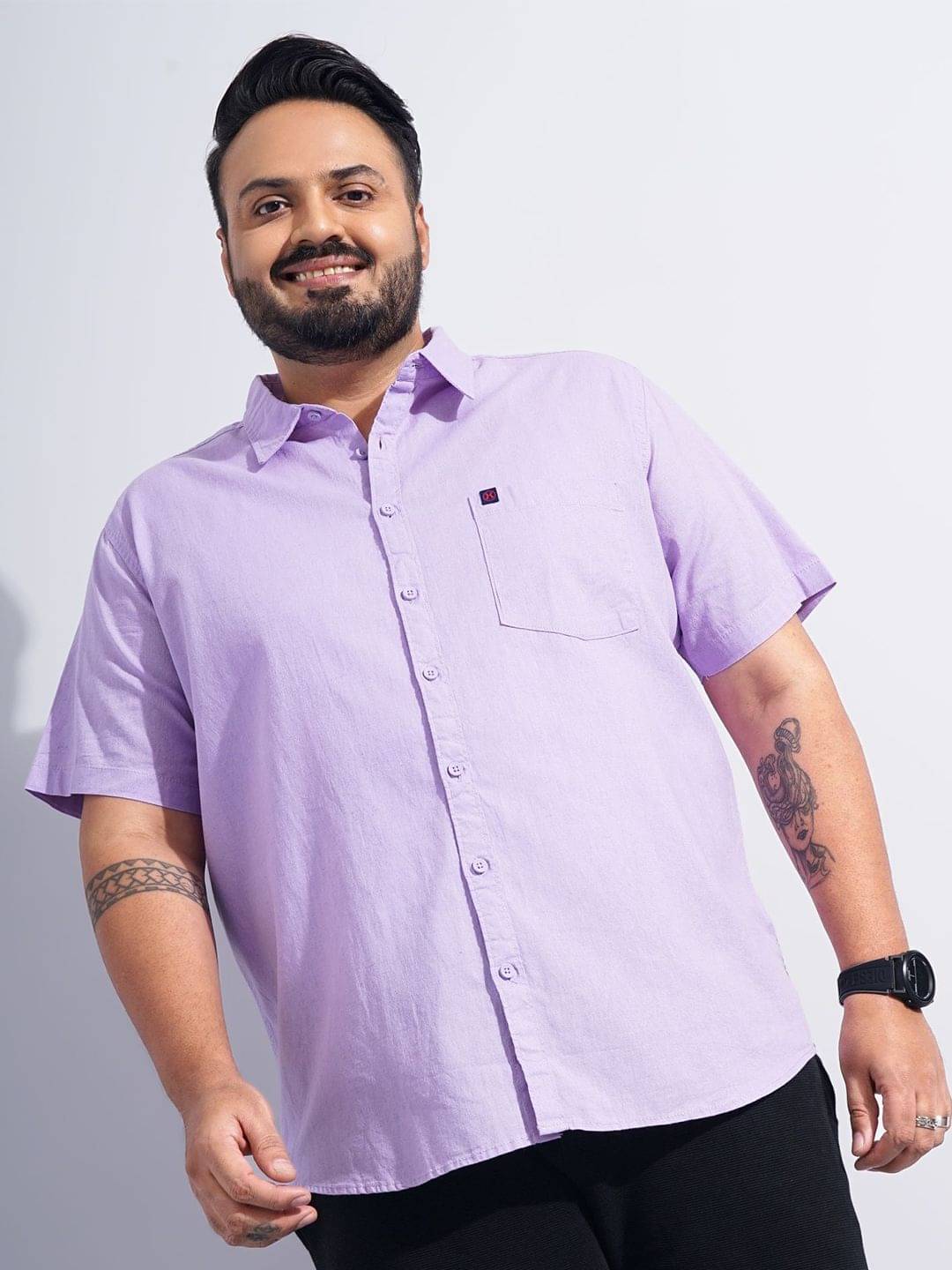 HARDSODA 100% Cotton Regular Fit Solids Half Sleeves Men's Casual Shirt - Purple ( Pack of 1 ) HARDSODA 100% Cotton Regular Fit Solids Half Sleeves Men's Casual Shirt - Purple ( Pack of 1 )