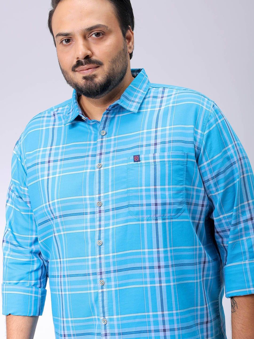 HARDSODA Cotton Blend Regular Fit Checks Full Sleeves Men's Casual Shirt - Blue ( Pack of 1 ) HARDSODA Cotton Blend Regular Fit Checks Full Sleeves Men's Casual Shirt - Blue ( Pack of 1 )