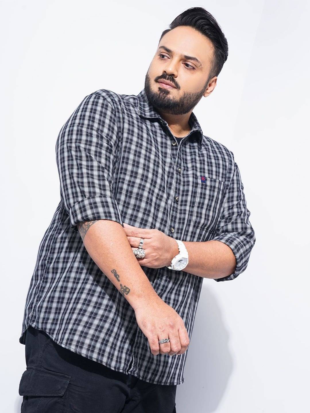     			HARDSODA Poly Cotton Regular Fit Checks Full Sleeves Men's Casual Shirt - Black ( Pack of 1 )