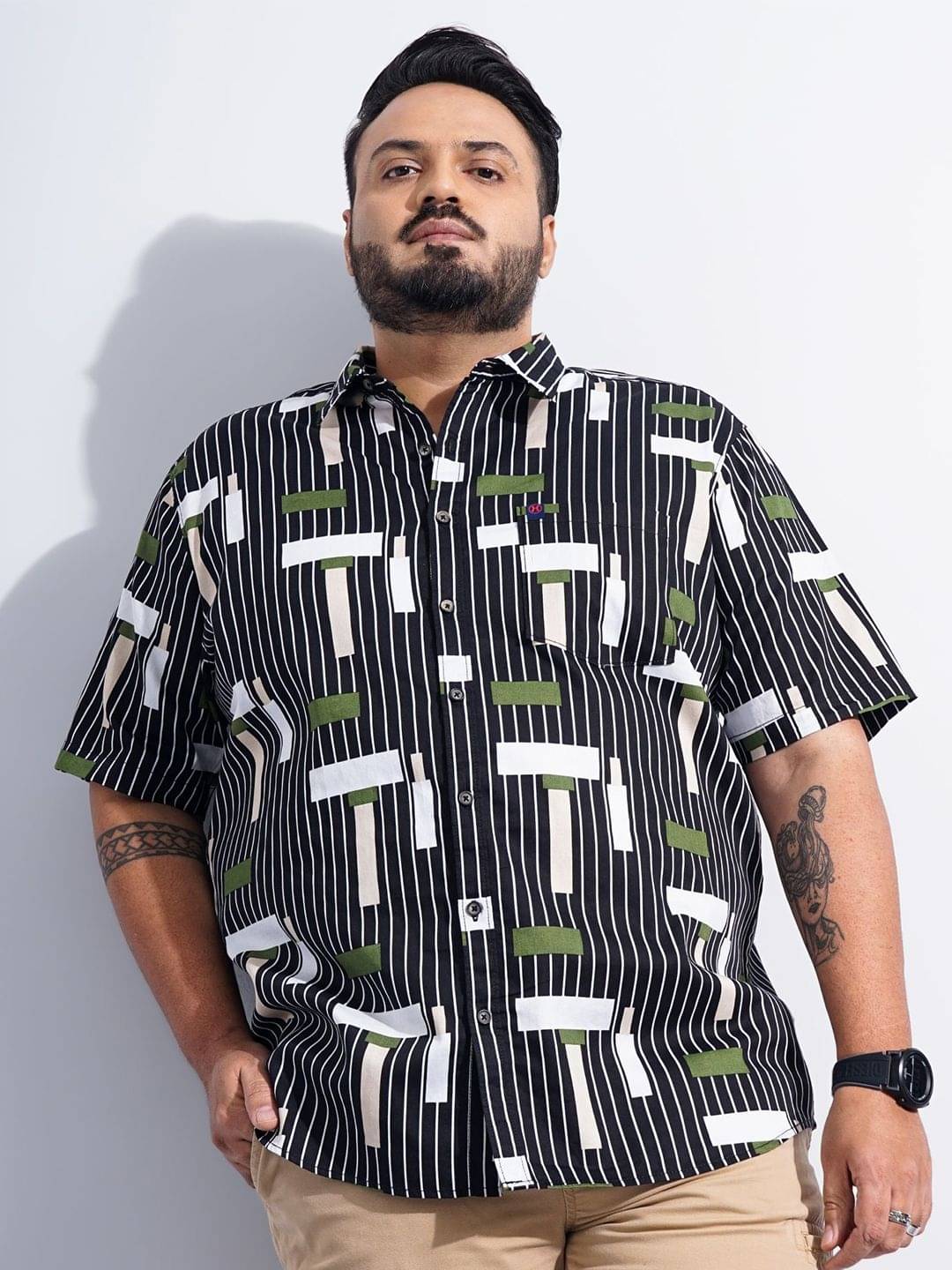 HARDSODA Poly Cotton Regular Fit Striped Half Sleeves Men's Casual Shirt - Black ( Pack of 1 ) HARDSODA Poly Cotton Regular Fit Striped Half Sleeves Men's Casual Shirt - Black ( Pack of 1 )