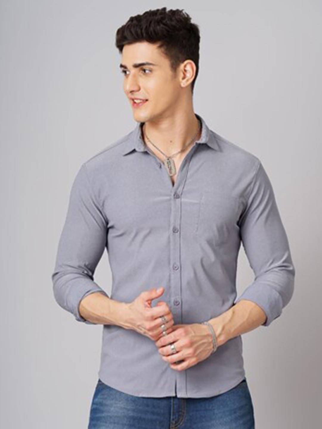 HARDSODA Poly Cotton Slim Fit Solids Full Sleeves Men's Casual Shirt - Grey ( Pack of 1 )     			HARDSODA Poly Cotton Slim Fit Solids Full Sleeves Men's Casual Shirt - Grey ( Pack of 1 )