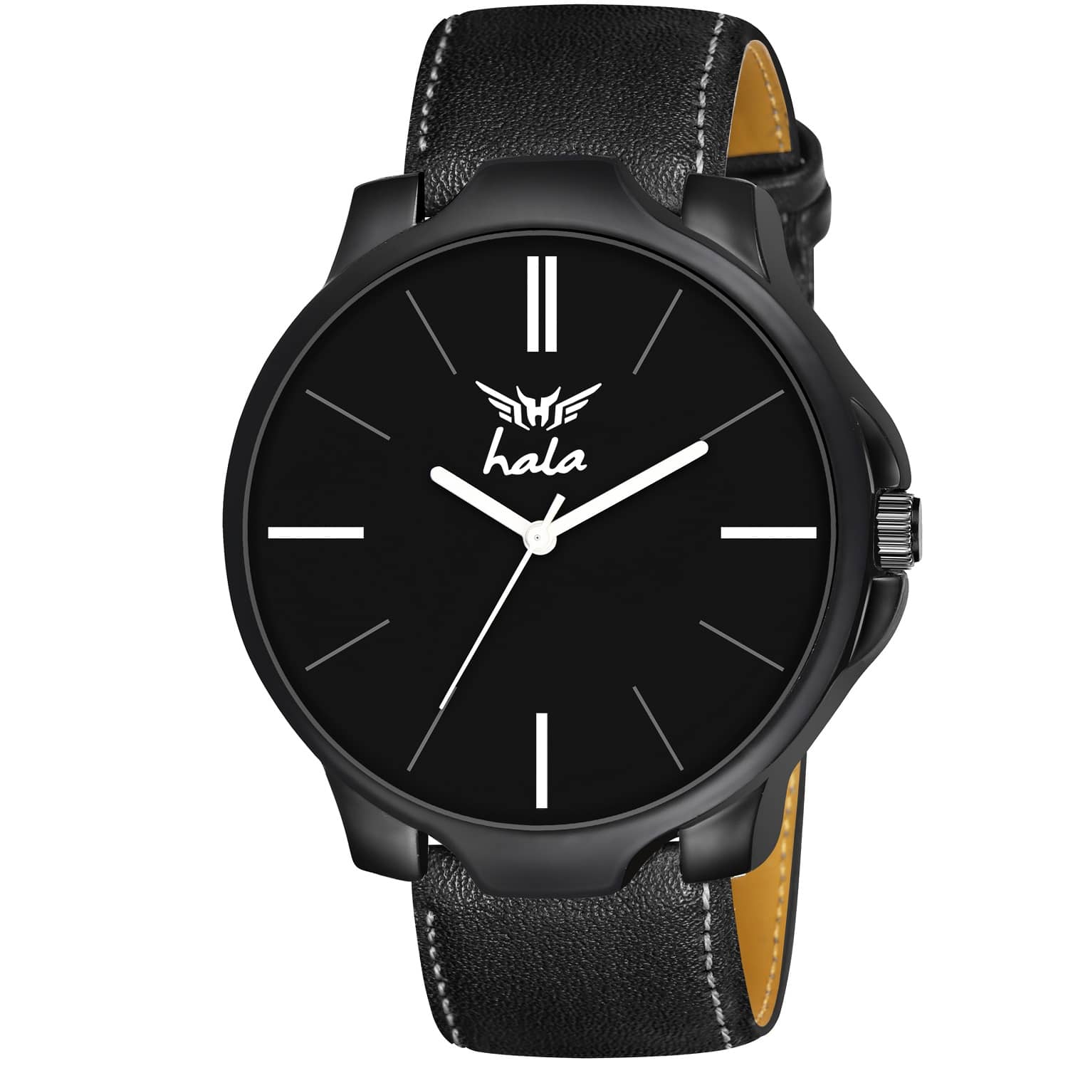 Hala Black Leather Analog Men's Watch
