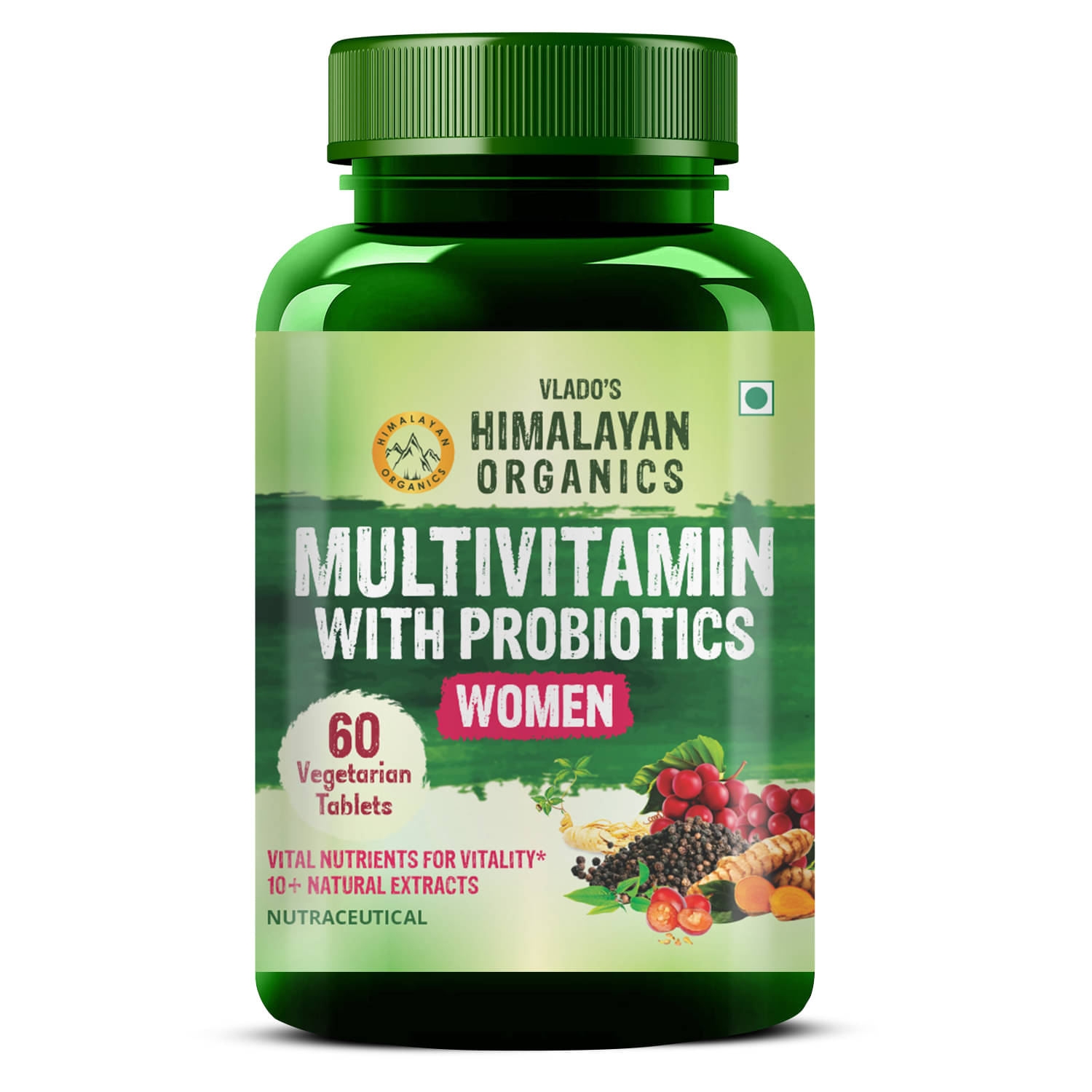 Vlado's Himalayan Organics Multivitamin Veg Tablets with Probiotics 60+ Nutrients for Women 60 No.s Vlado's Himalayan Organics Multivitamin Veg Tablets with Probiotics 60+ Nutrients for Women 60 No.s