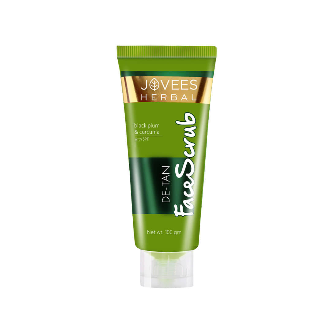 Jovees Herbal Detan Face Scrub With SPF For Removes Tanning For All Skin Type, 100gm (Pack of 1)