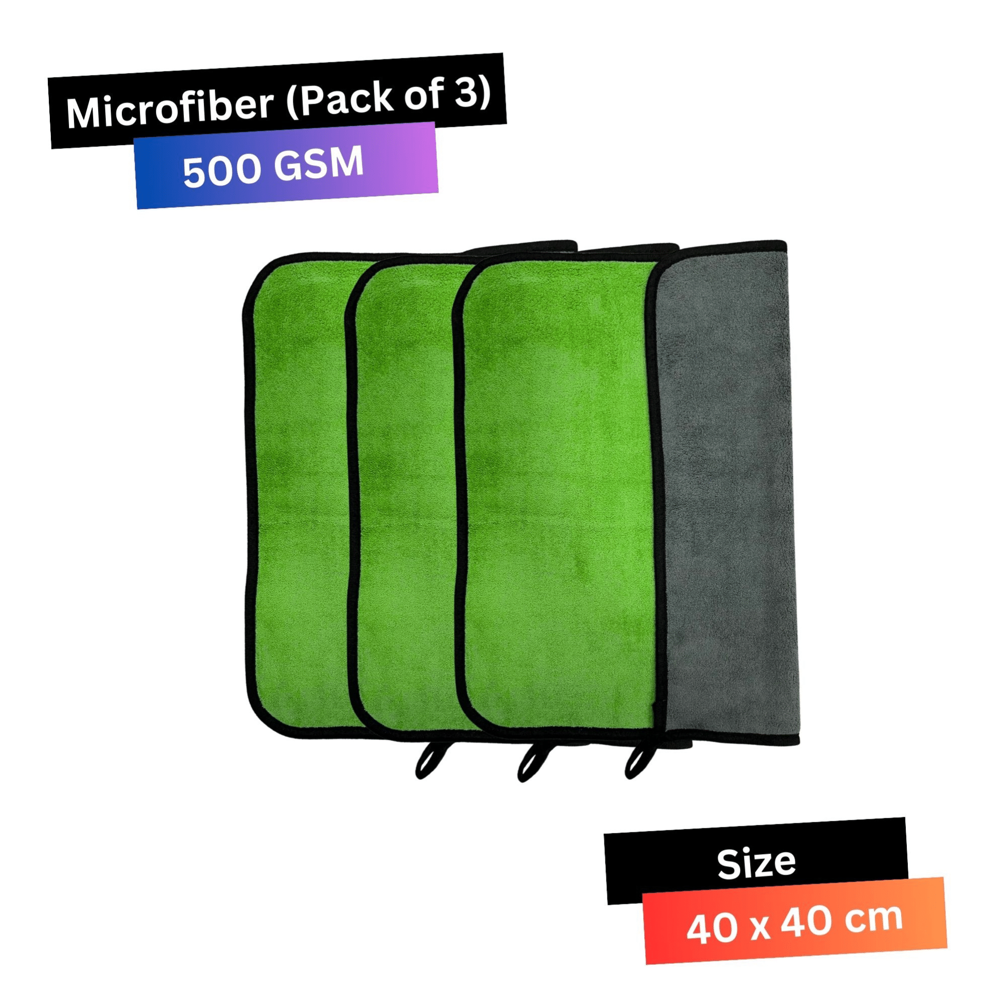 KLEANSHINE Green 500 GSM Microfiber Cloth For Automobile ( Pack of 3 ) KLEANSHINE Green 500 GSM Microfiber Cloth For Automobile ( Pack of 3 )
