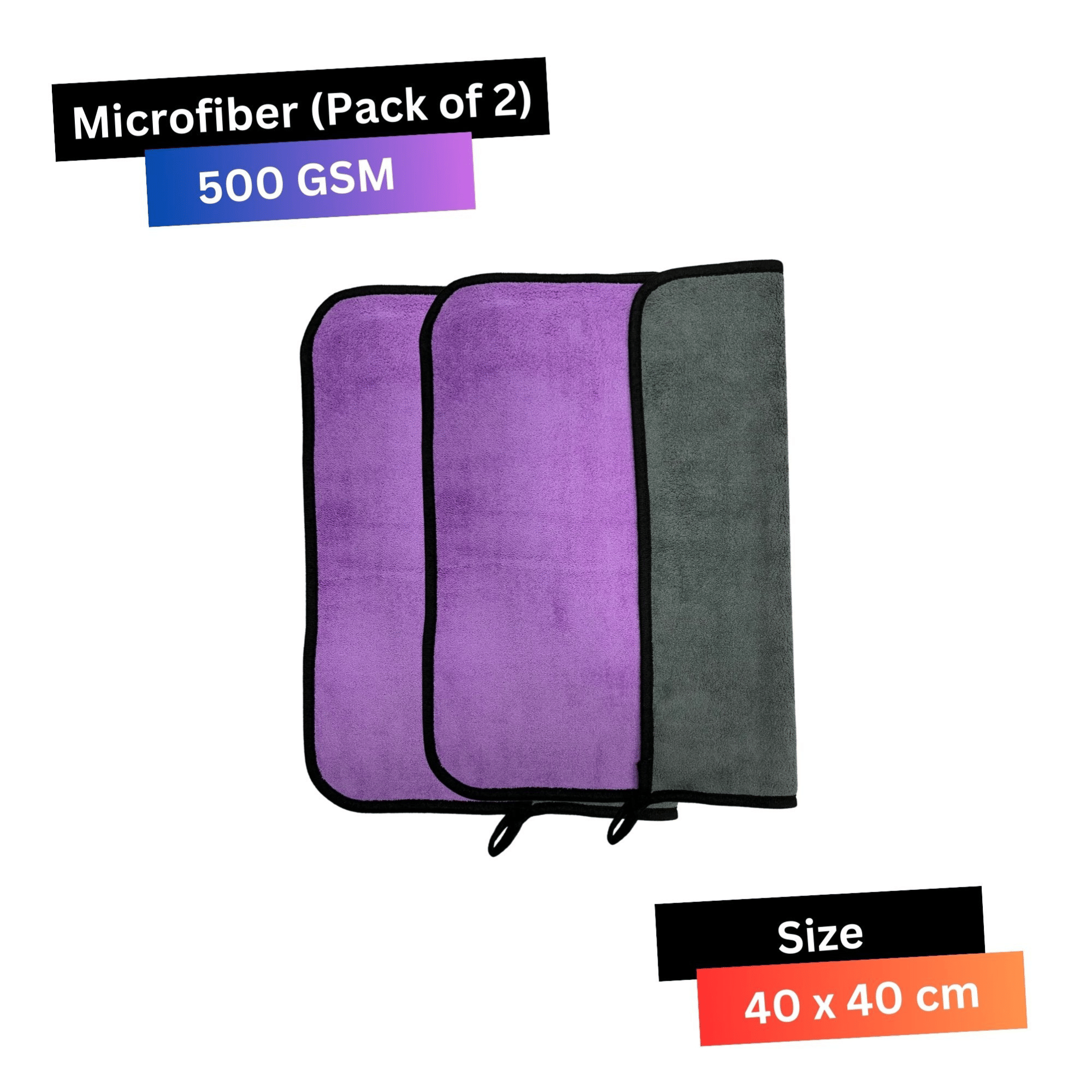 KLEANSHINE Purple 500 GSM Microfiber Cloth For Automobile ( Pack of 2 )