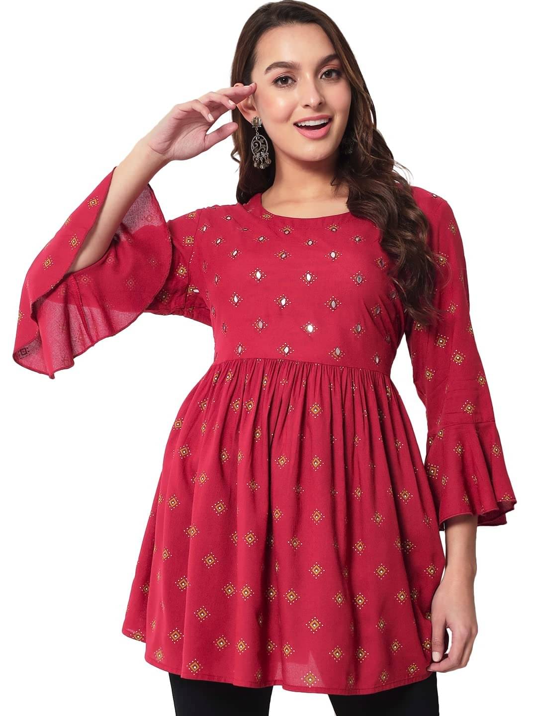     			Kbz Women's Rayon Regular Top ( Maroon )