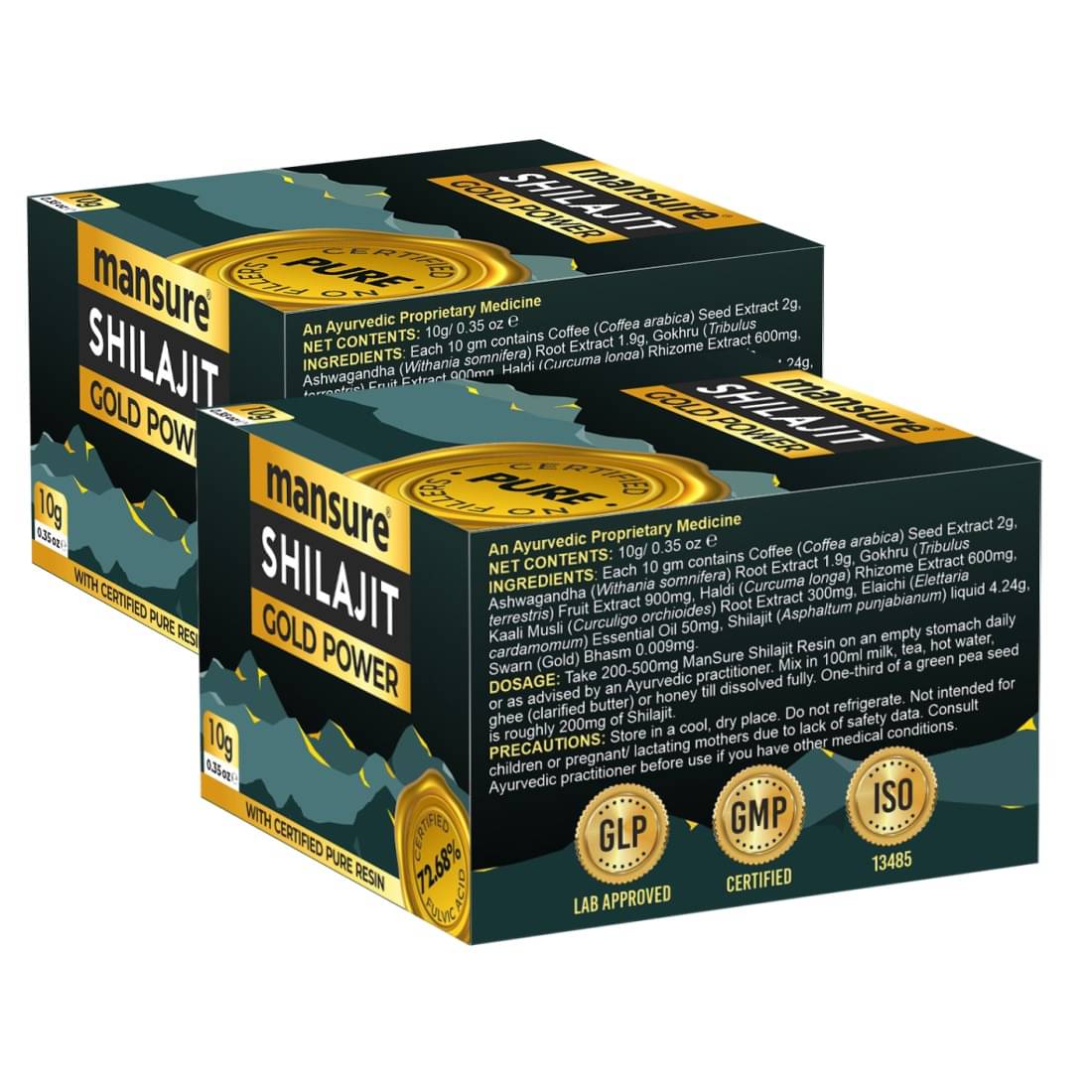     			ManSure Shilajit Gold Power Resin with Swarna Bhasma, Ashwagandha, Gokhru and Kali Musli for Sustained Energy, Immune and Antioxidant Support - 2 Packs (10g Each)