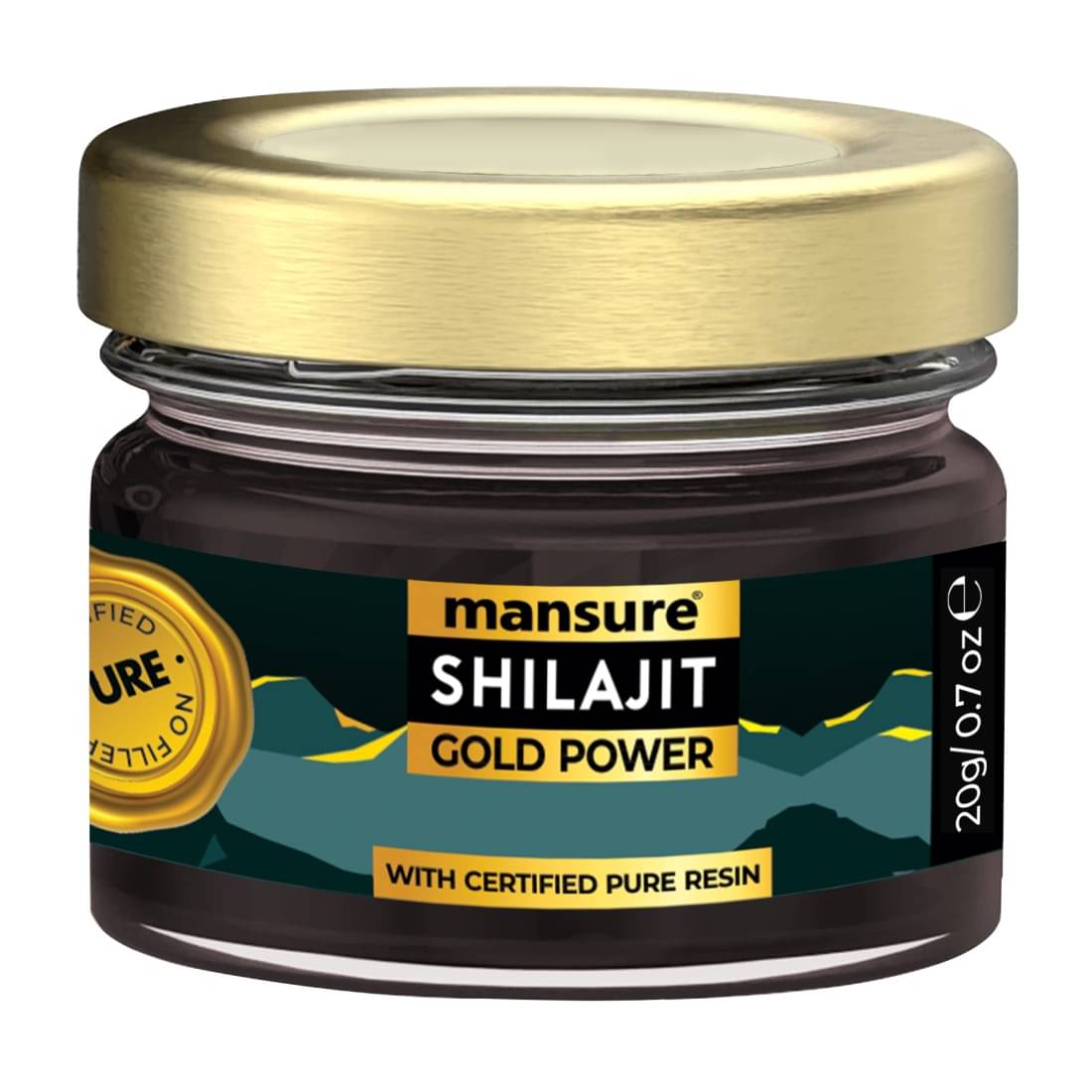     			ManSure Shilajit Gold Power Resin with Swarna Bhasma, Ashwagandha, Gokhru and Kali Musli for Sustained Energy, Immune and Antioxidant Support - 1 Pack (20g)