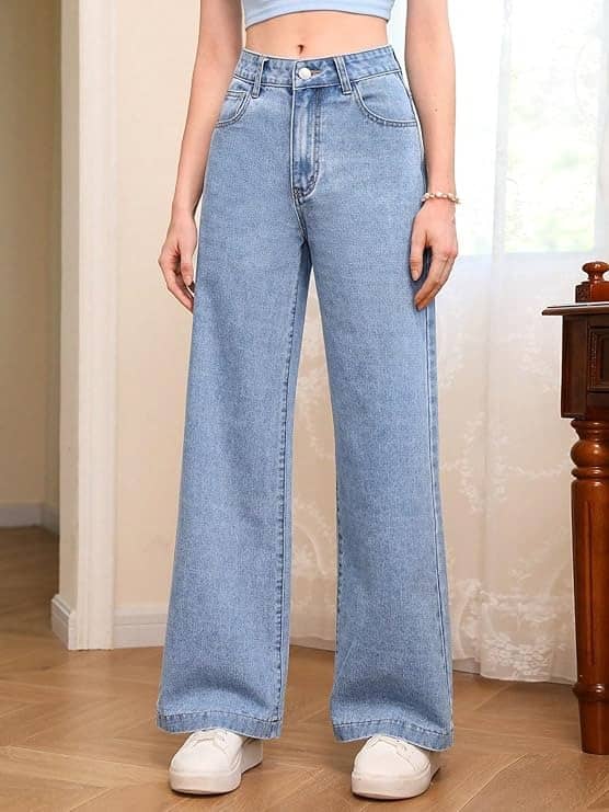 Niffer Fashion - Light Blue Denim Wide Leg Women's Jeans ( Pack of 1 ) - Jeans | Buy online on ZillyBuy