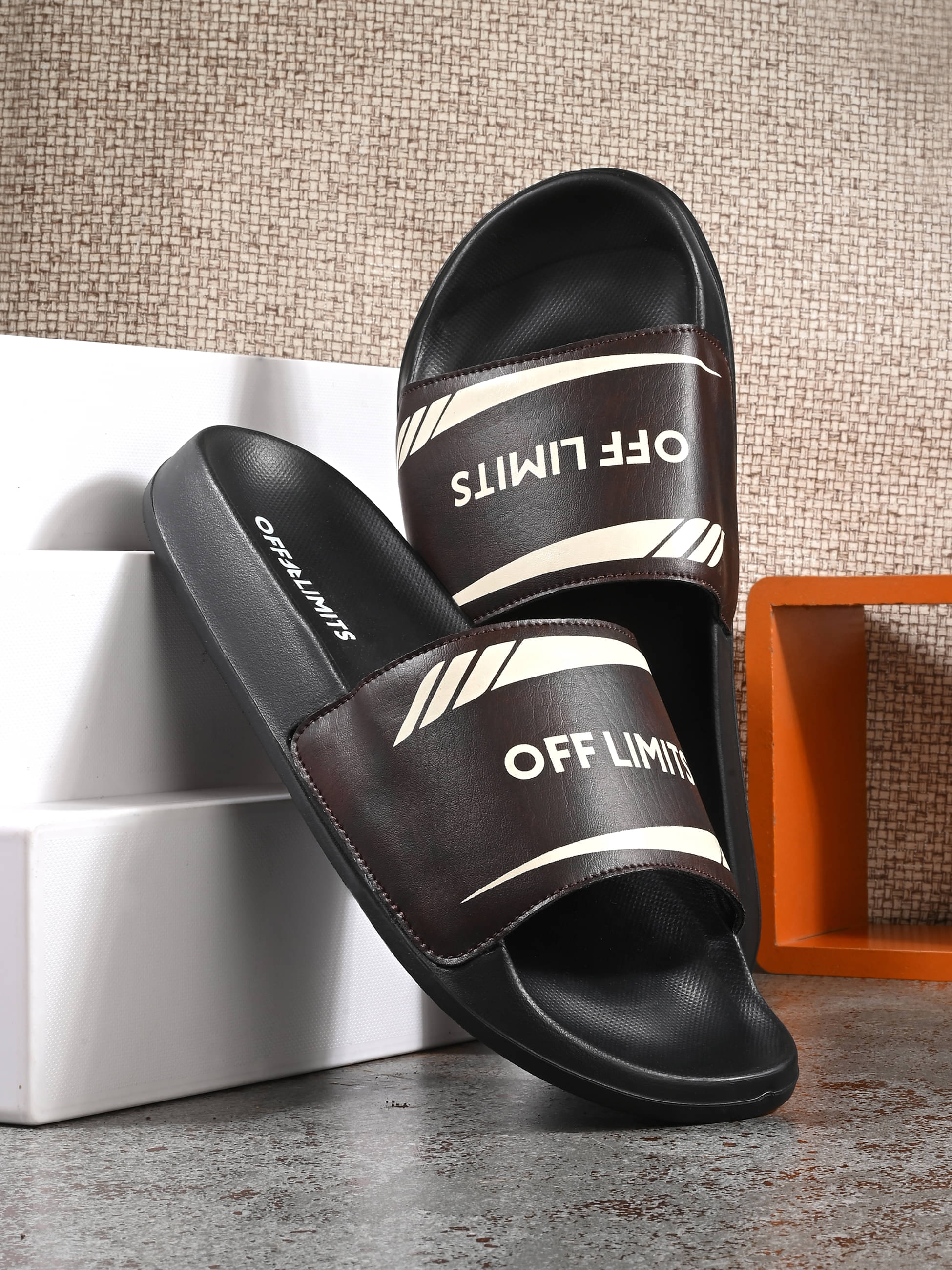     			OFF LIMITS Brown Men's Slide Flip Flop