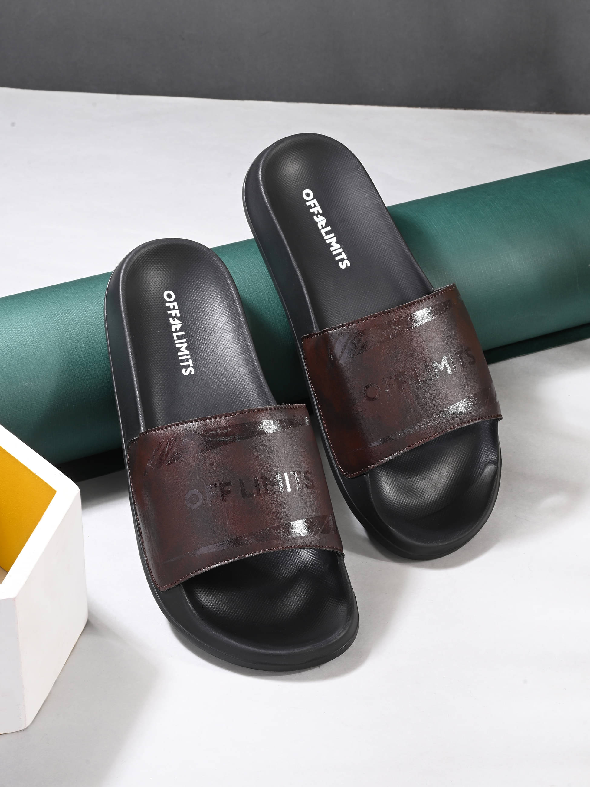     			OFF LIMITS Brown Men's Slide Flip Flop