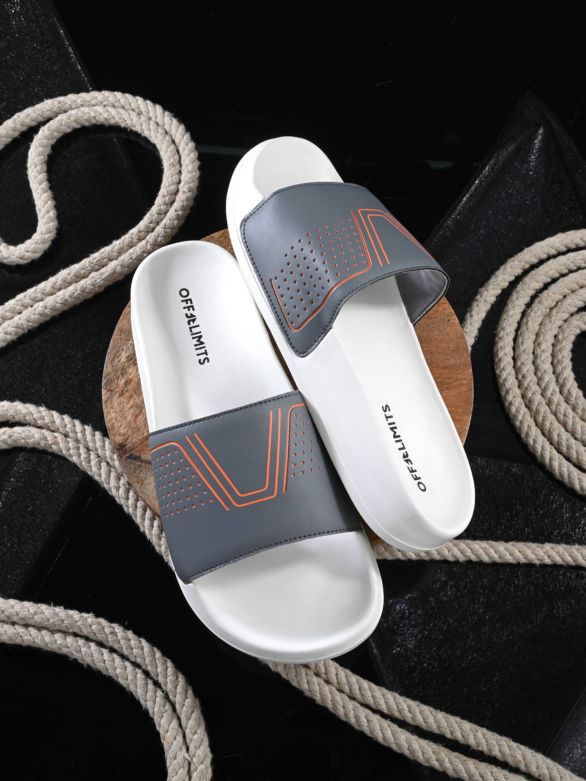     			OFF LIMITS Dark Grey Men's Slide Flip Flop