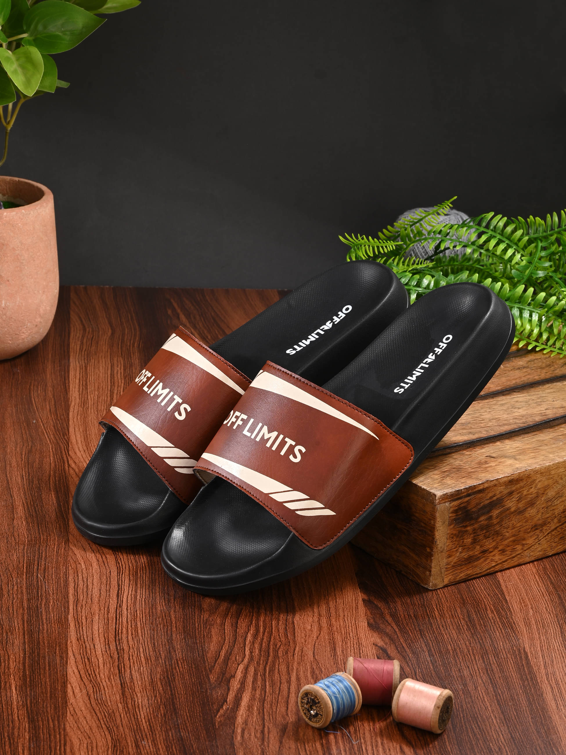     			OFF LIMITS Tan Men's Slide Flip Flop