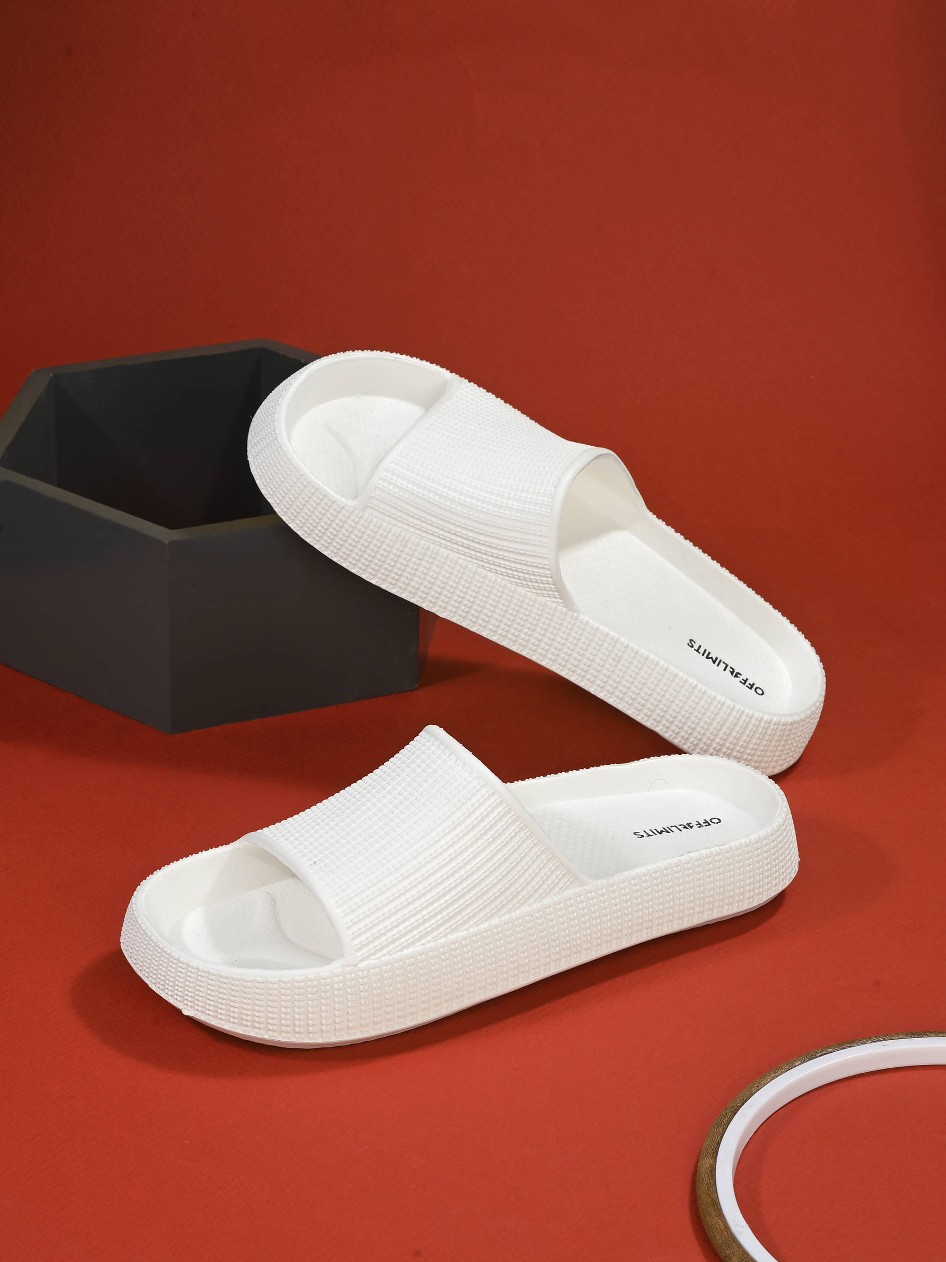     			OFF LIMITS White Men's Slide Flip Flop