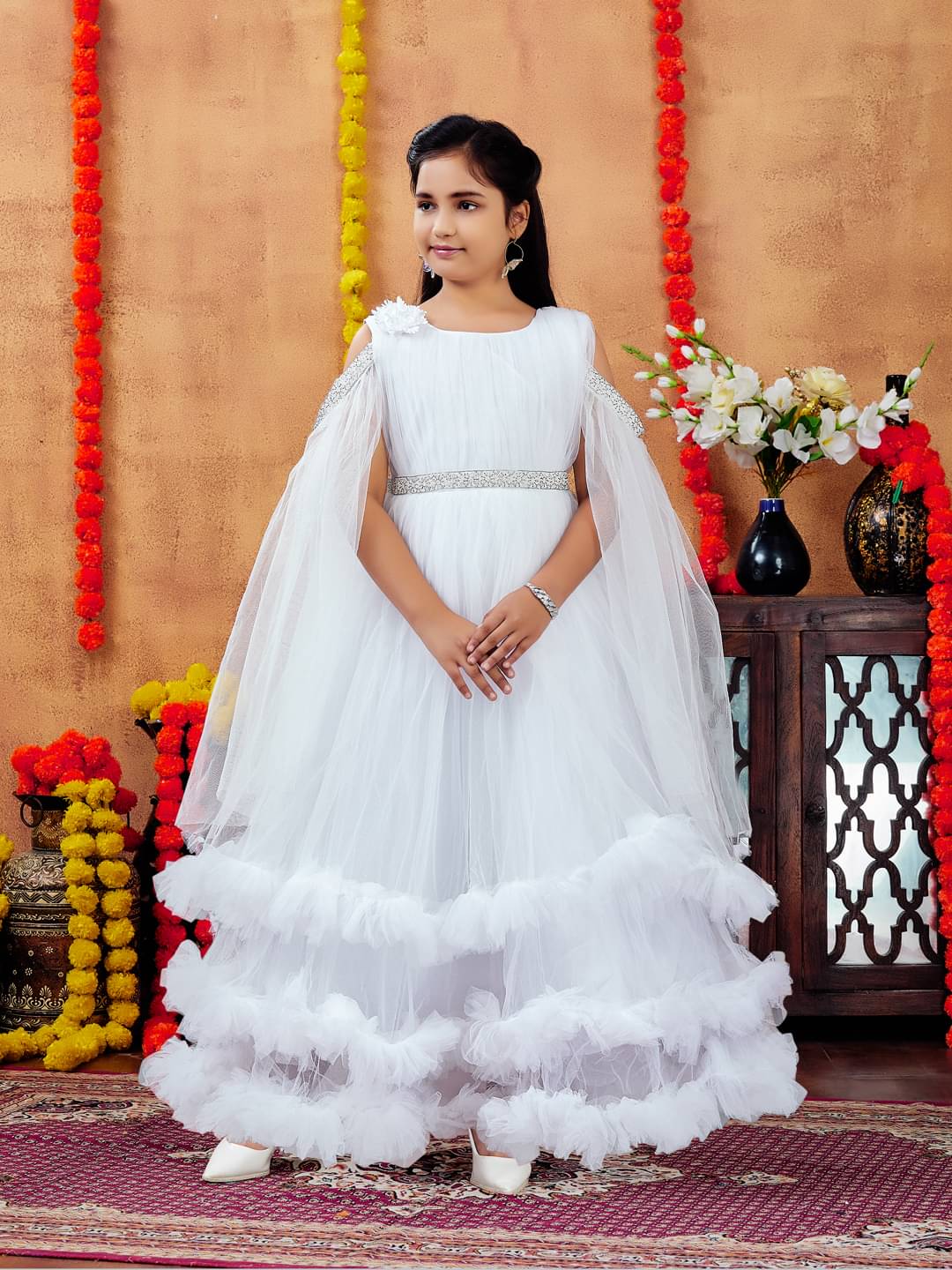 Aarika Net Gown For Girls ( Pack of 1 , White ) Aarika Net Gown For Girls ( Pack of 1 , White )