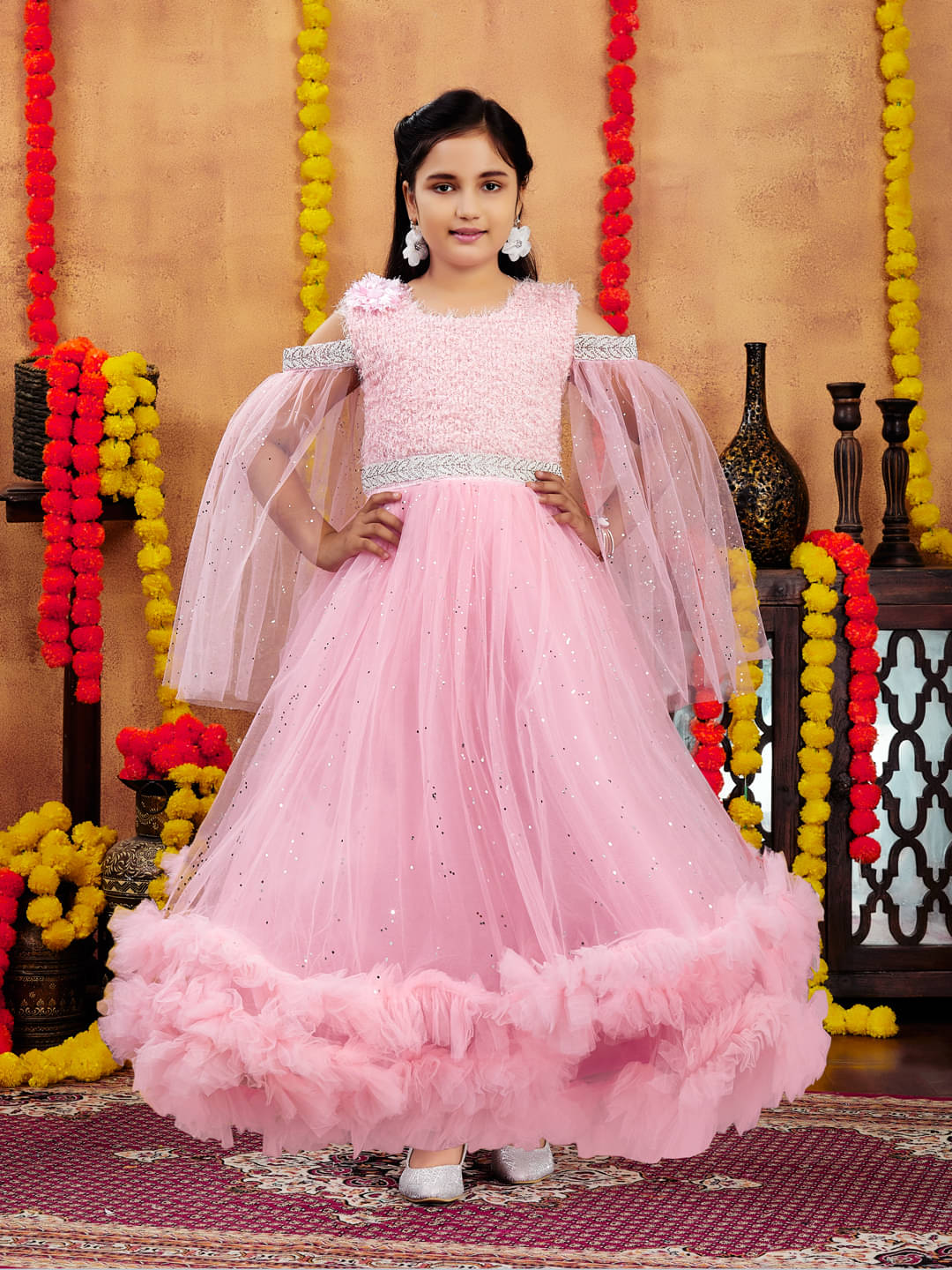 Aarika Net Gown For Girls ( Pack of 1 , Peach ) Aarika Net Gown For Girls ( Pack of 1 , Peach )