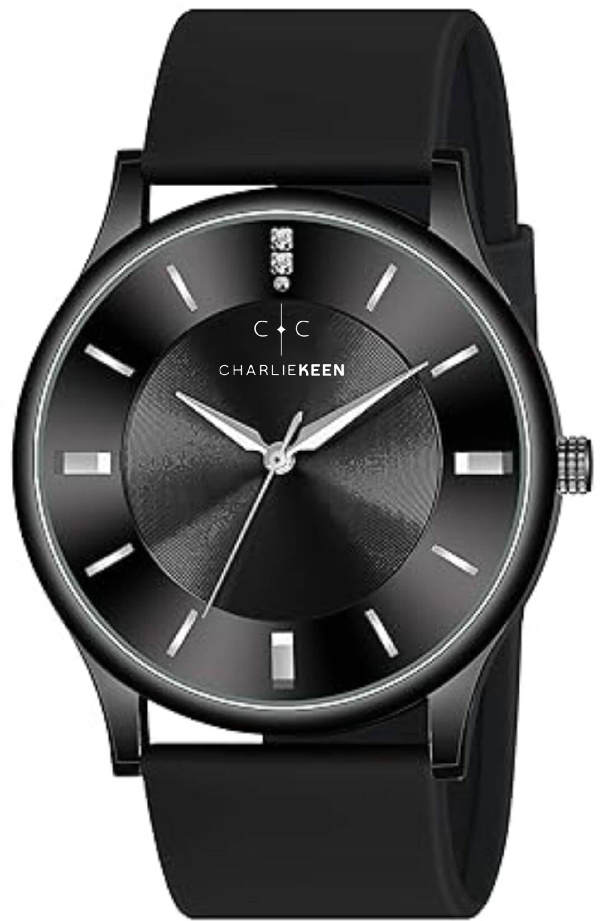     			CHARLIEKEEN Black Silicon Analog Men's Watch