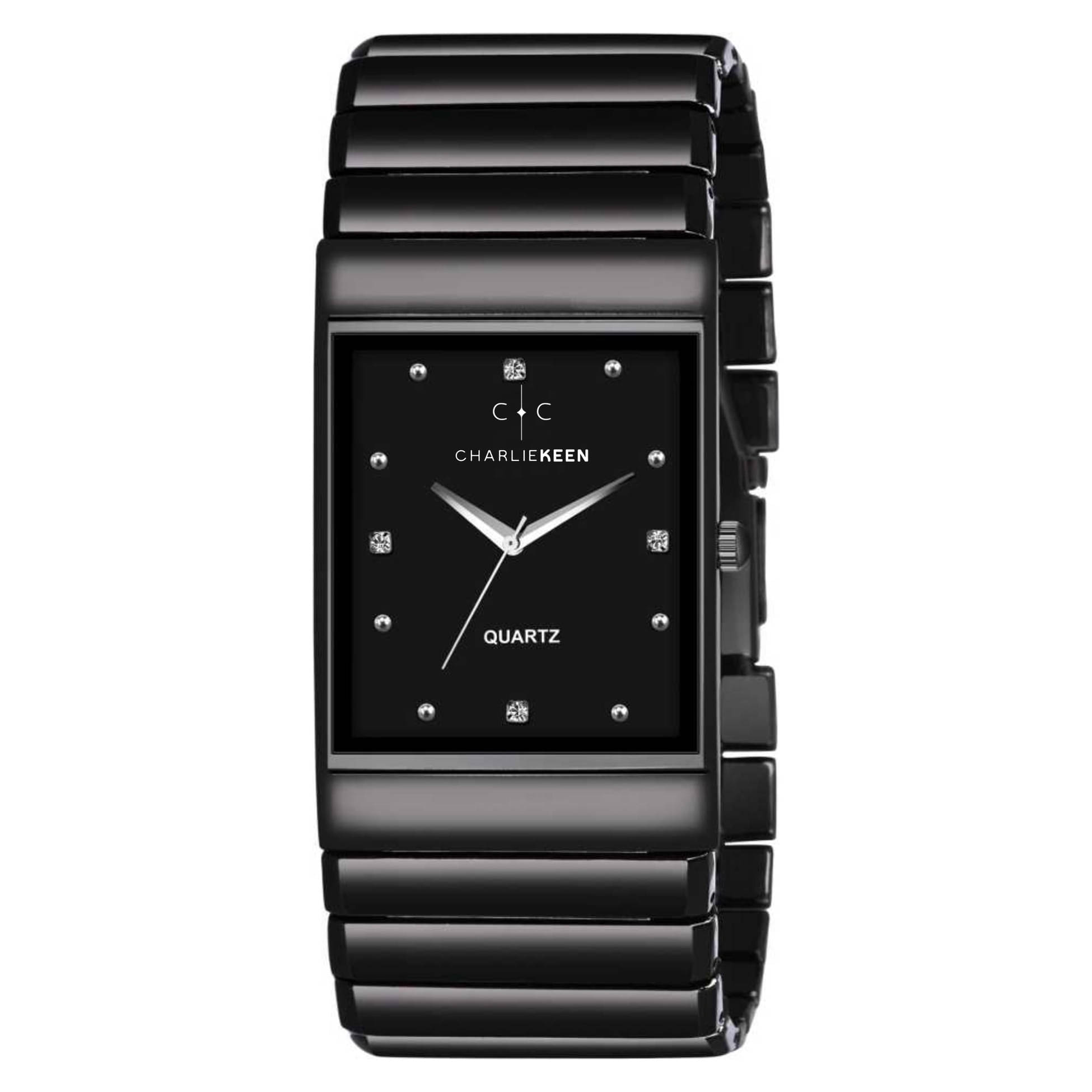     			CHARLIEKEEN Black Stainless Steel Analog Men's Watch