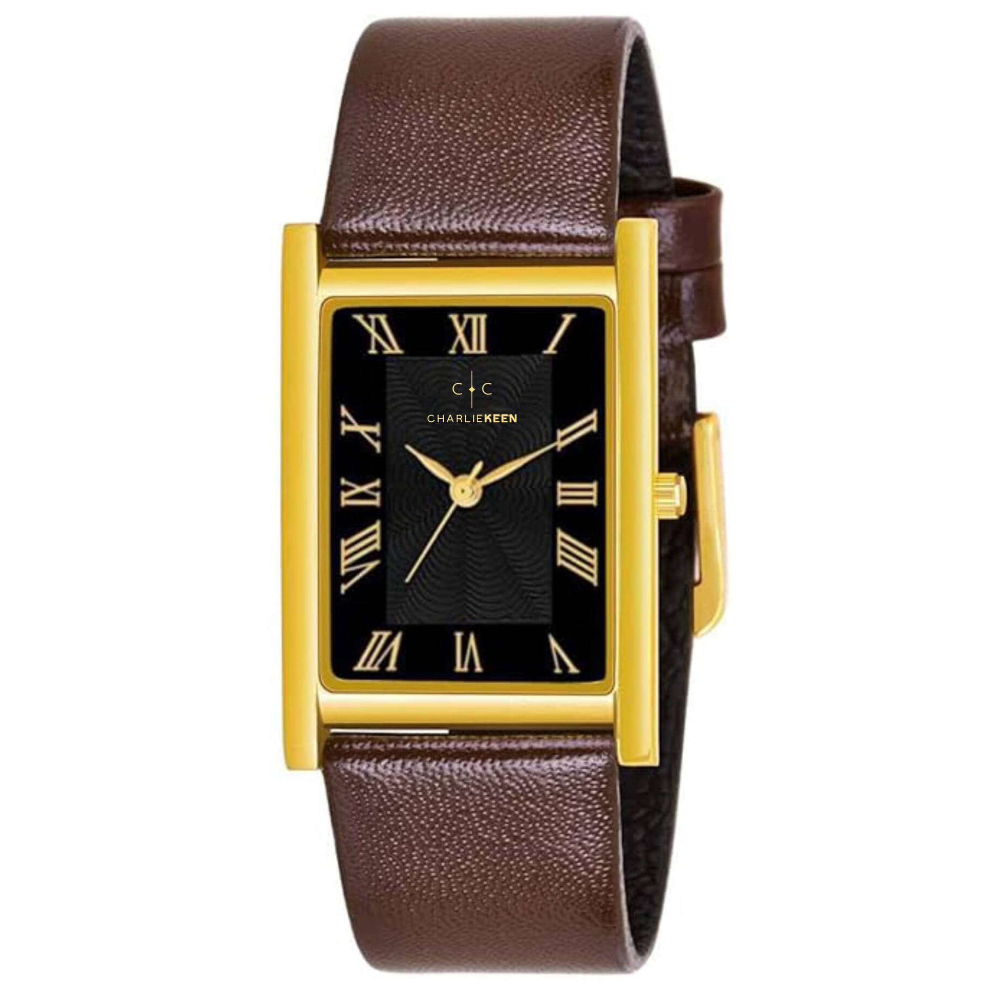     			CHARLIEKEEN Brown Leather Analog Men's Watch