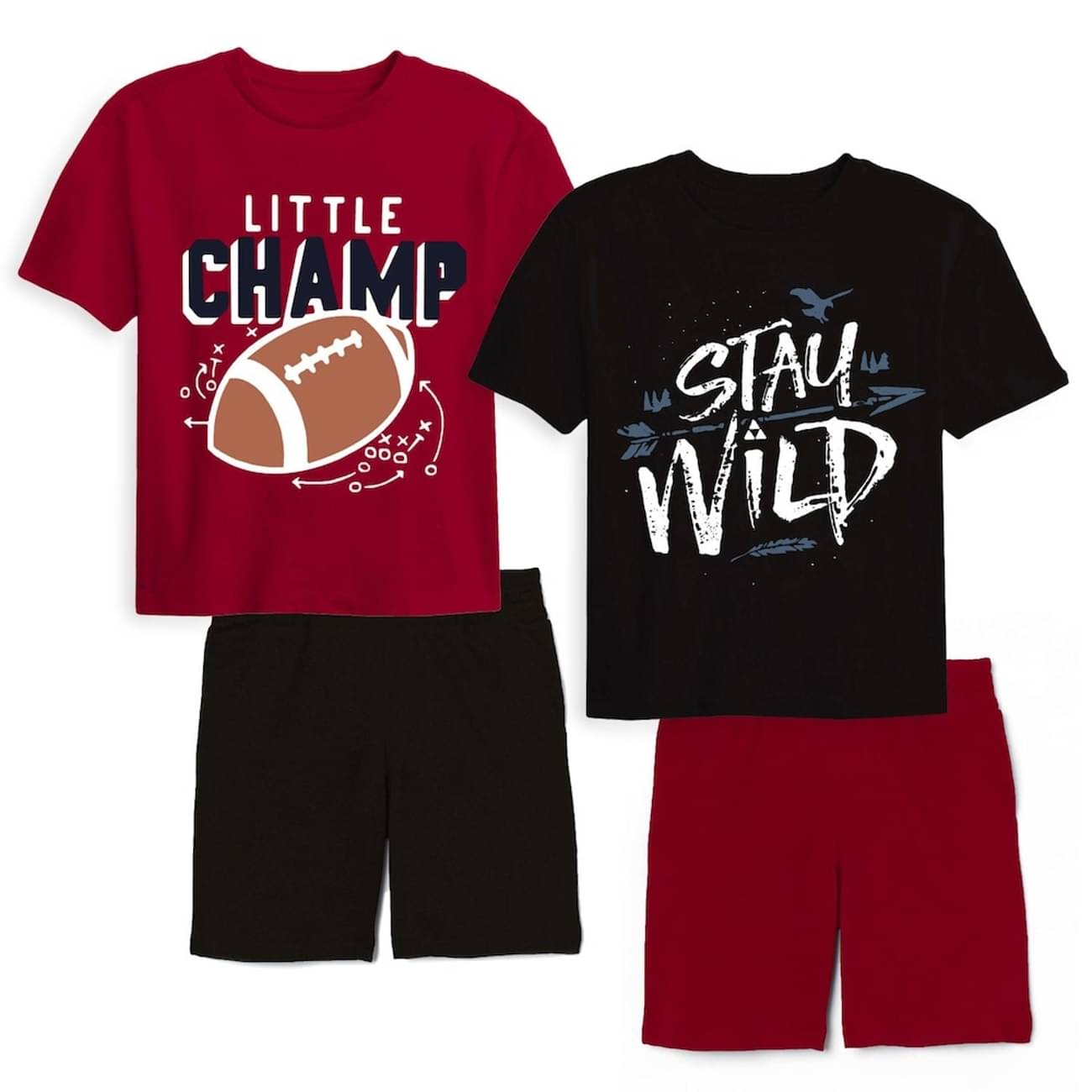     			COTTBRAY Pack of 2 Baby Boys Cotton T-Shirt & Shorts Set ( Wine,Navy Blue )